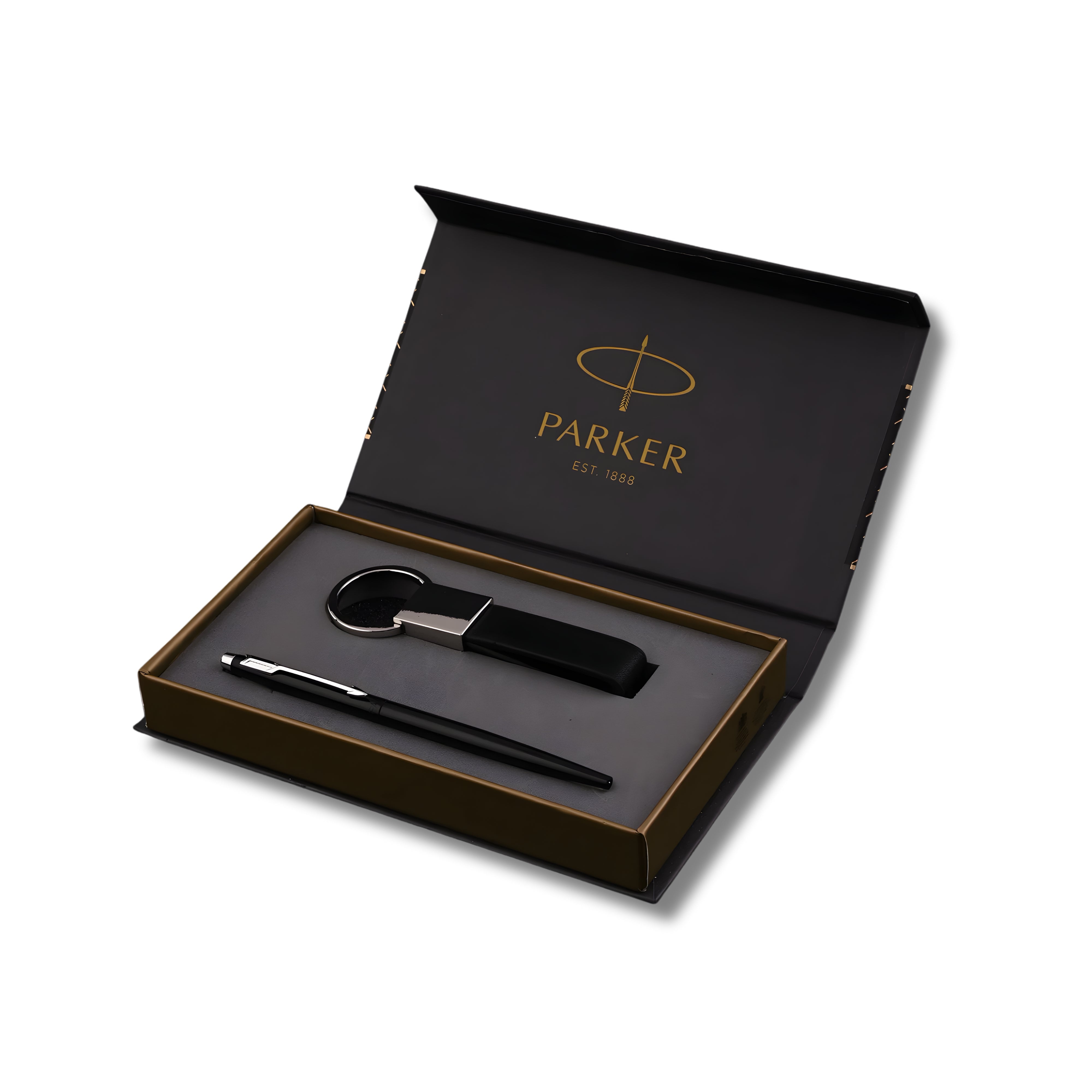Parker Insignia Laque Black Chrome Trim Ballpoint Pen with Keychain ...