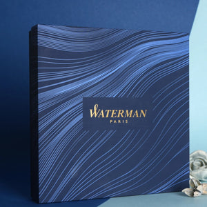 Waterman Phileas Laque Black Gold Trim Rollerball Pen With Blue A5 Notebook - view 5