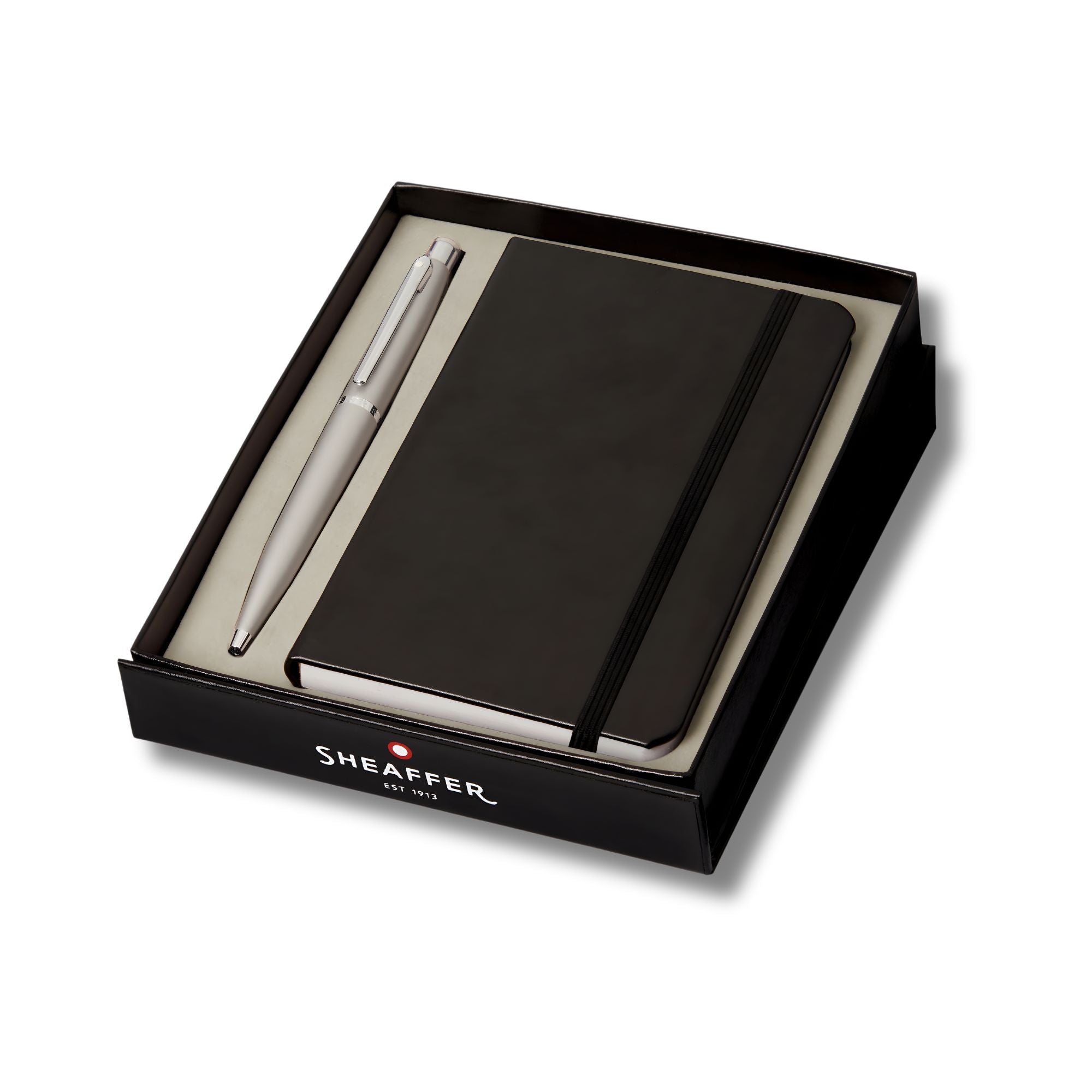 Sheaffer Gift Set ft. Strobe Silver VFM Ballpoint Pen with Chrome Trims and Small Notebook