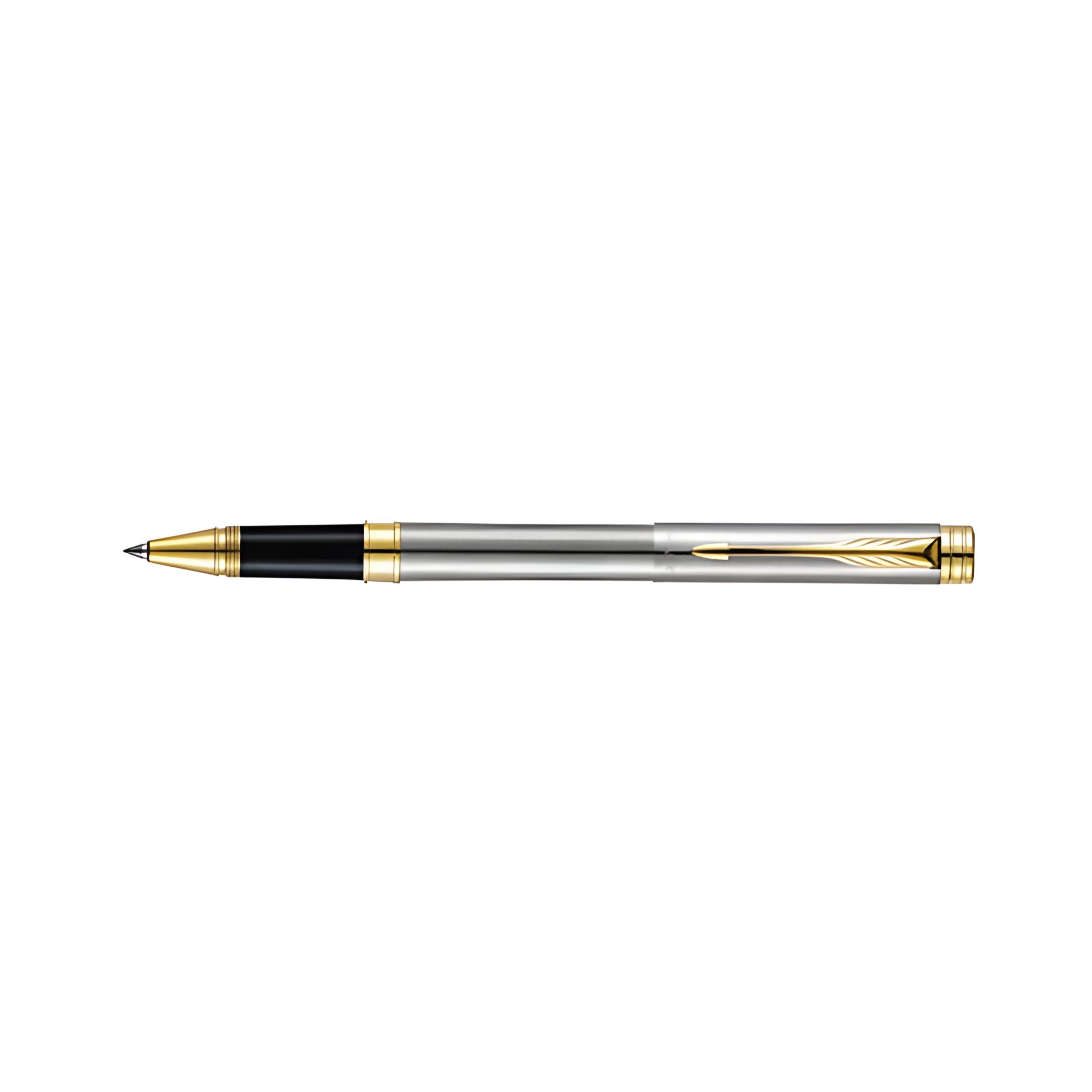 Parker Folio Stainless Steel Gold Trim Rollerball Pen