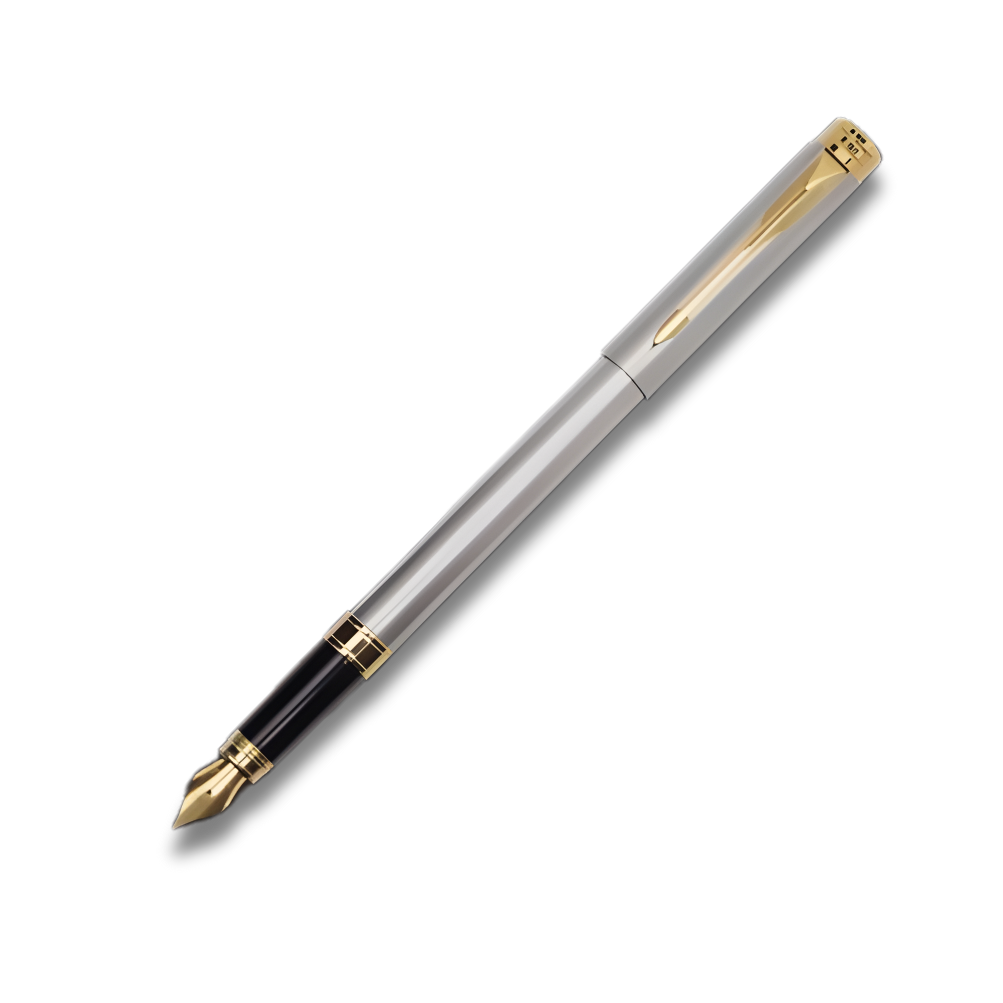 Parker Folio Stainless Steel Gold Trim Fountain Pen