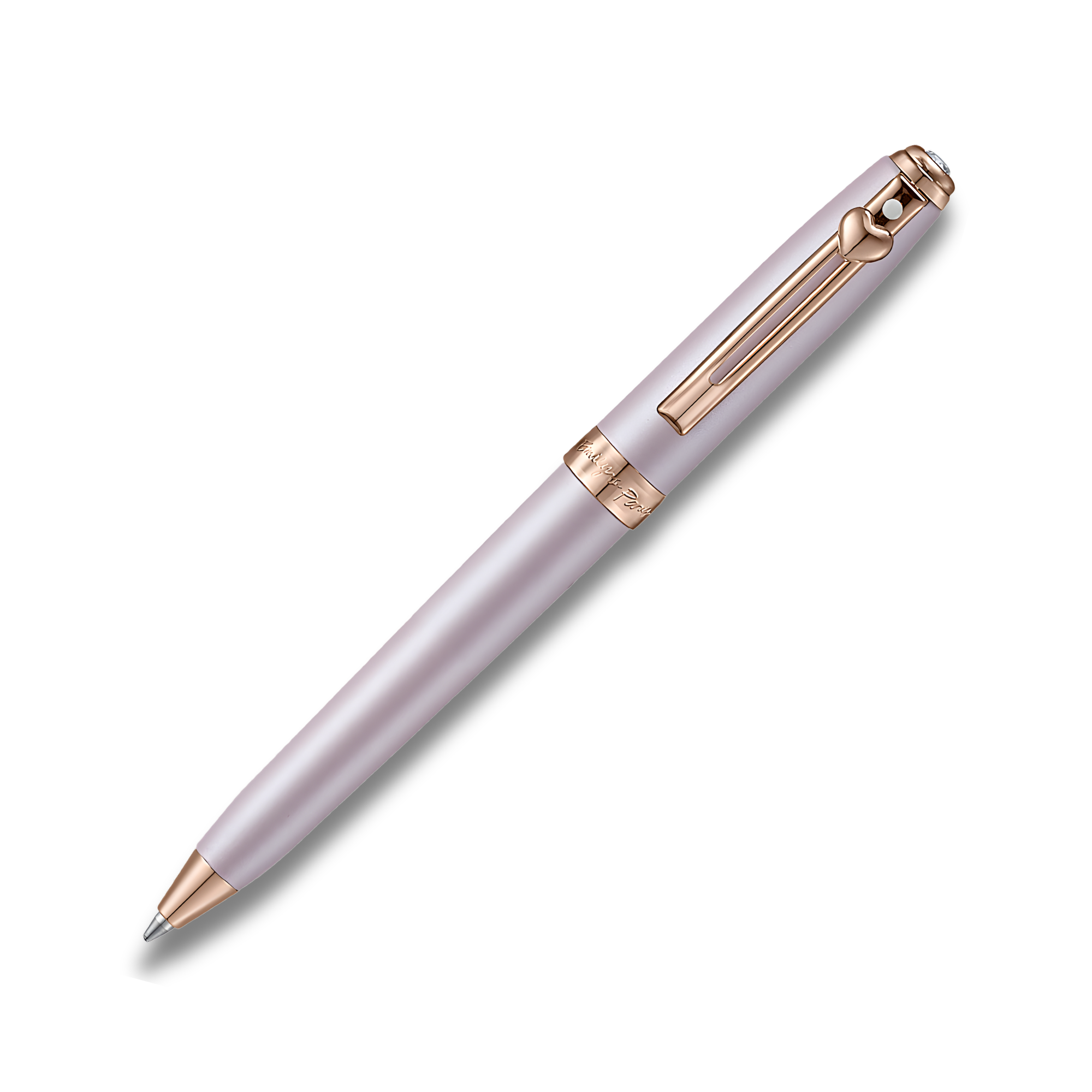 Sheaffer Emily in Paris Prelude Mini 9810 Pastel Pink Ballpoint Pen and PVD Rose Gold Trims with Heart Emblem and Swarovski Crystal
