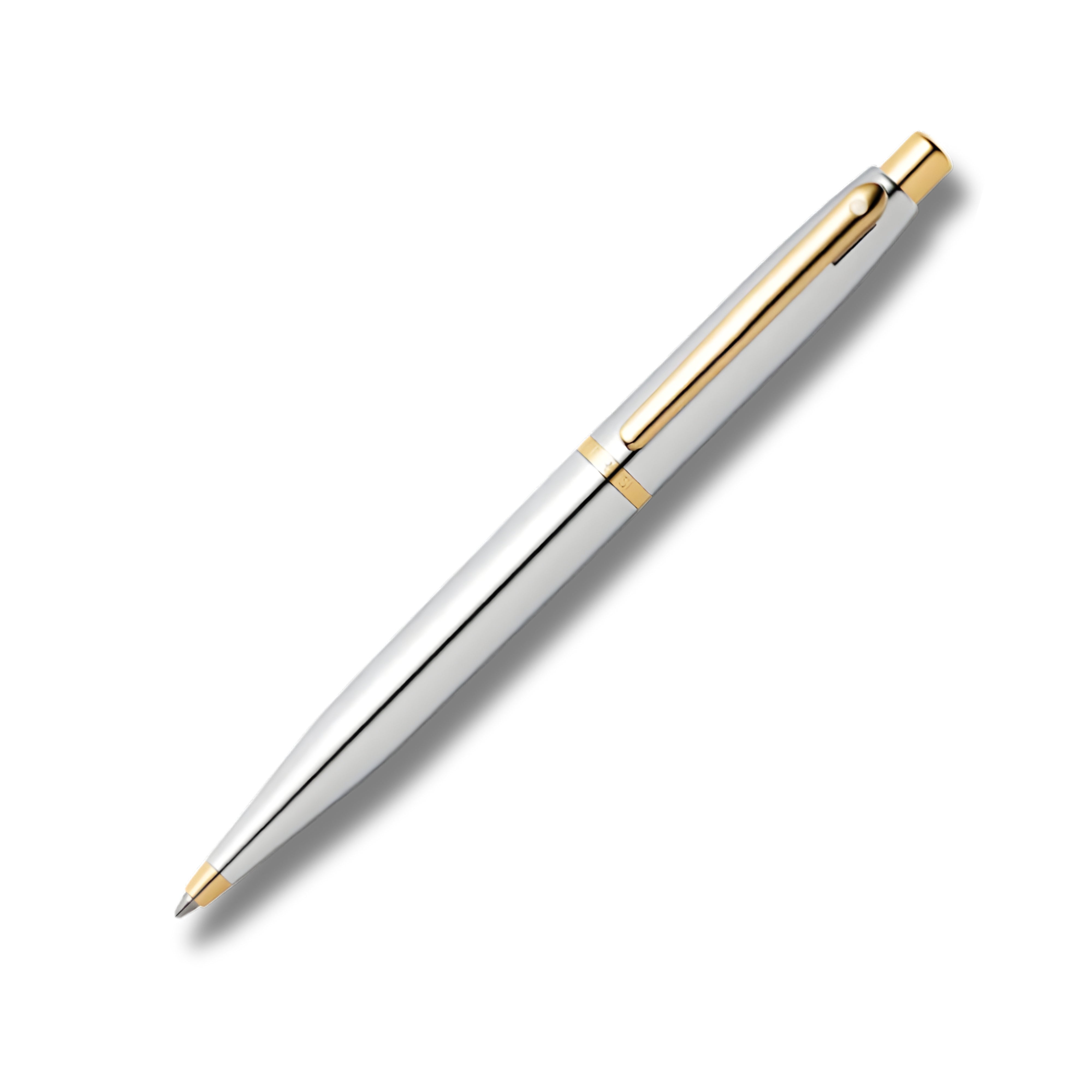 Sheaffer Polished Chrome with Gold Trims Ballpoint Pen with Small Notebook