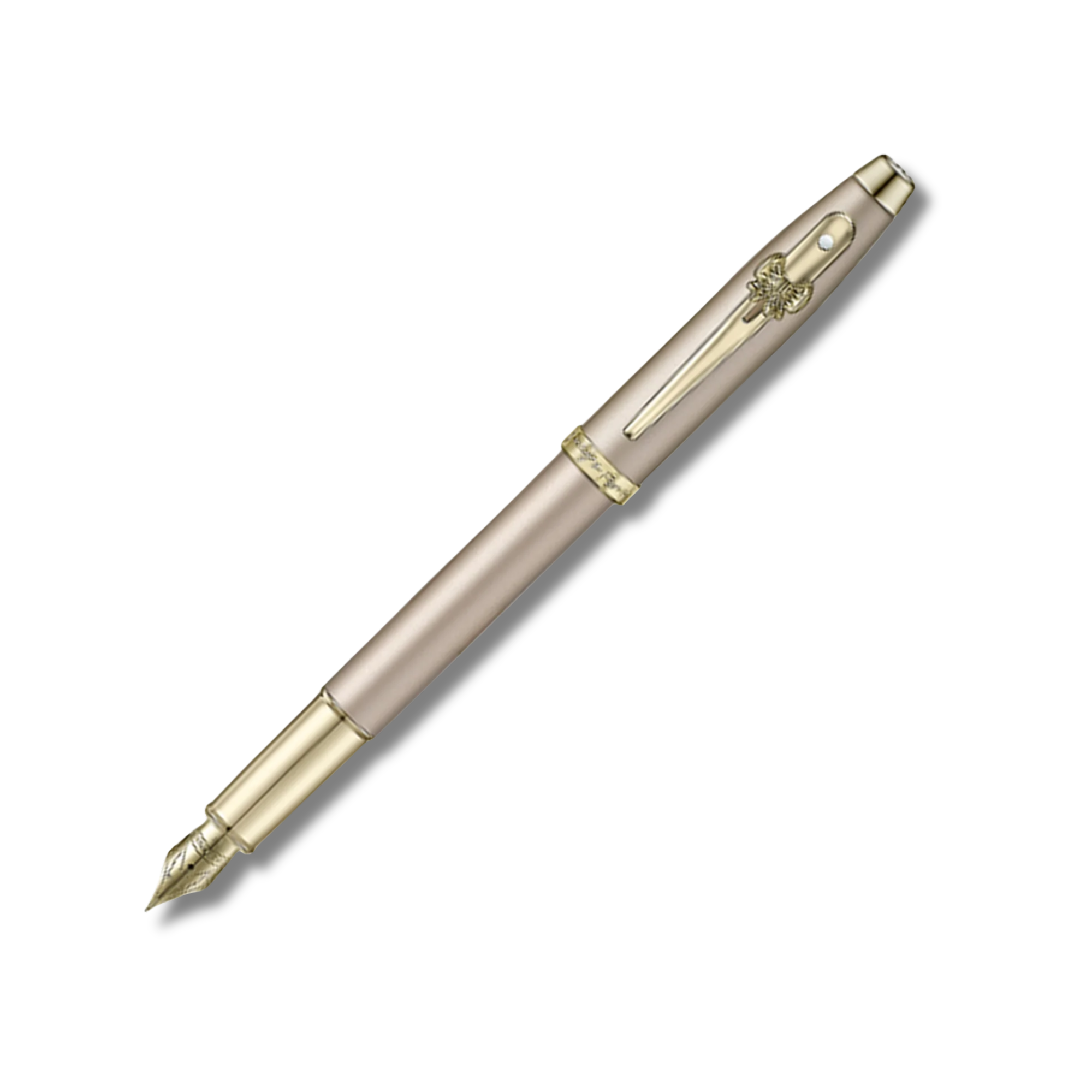 Sheaffer 100 Emily in Paris 9377 Champagne Gold Fountain Pen with Champagne Gold Trims and Bow-Shaped Clip Emblem