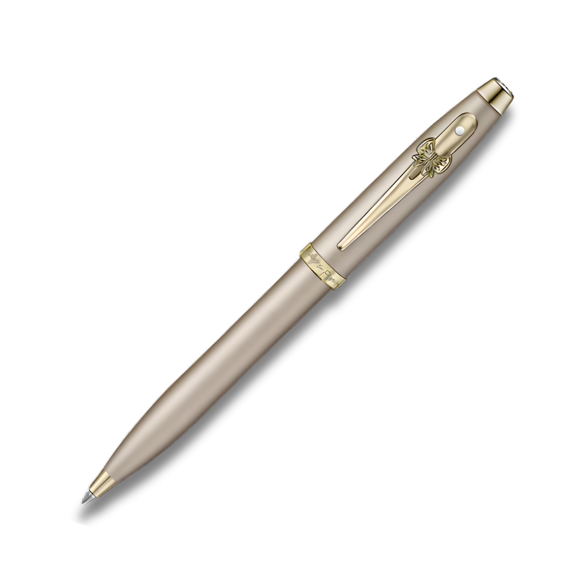 Sheaffer 100 Emily in Paris 9377 Champagne Gold Ballpoint Pen with Champagne Gold Trims and Bow-Shaped Clip Emblem