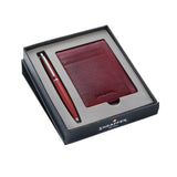 Sheaffer Gift Set ft. Excessive Red VFM 9403 Ballpoint Pen with Chrome Trims and Scarlet Blaze Credit Card Holder