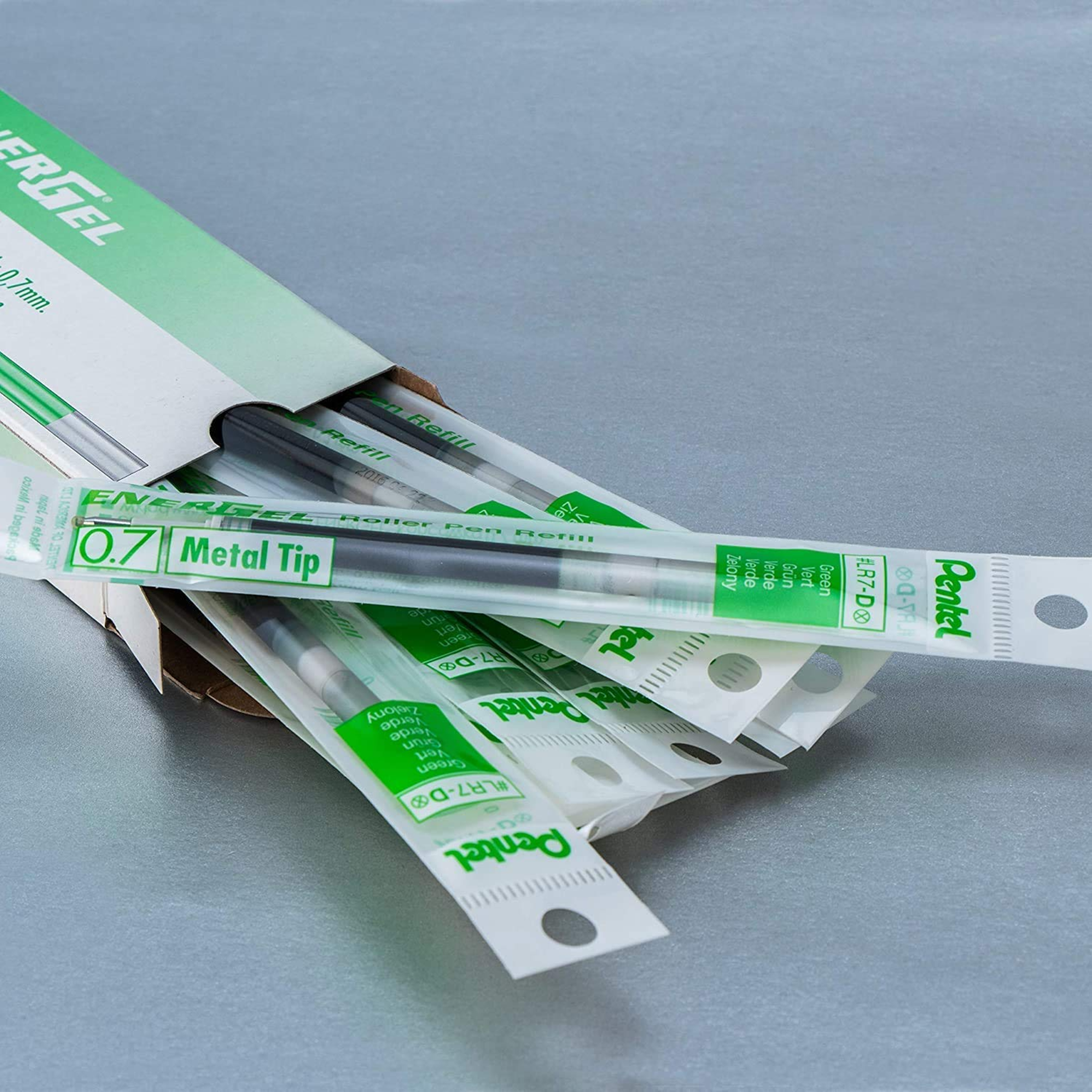 Pen Store Pentel EnerGel LR7 Ultra Smooth Rollerball Refill - 0.7 mm (Green, Pack of 10)