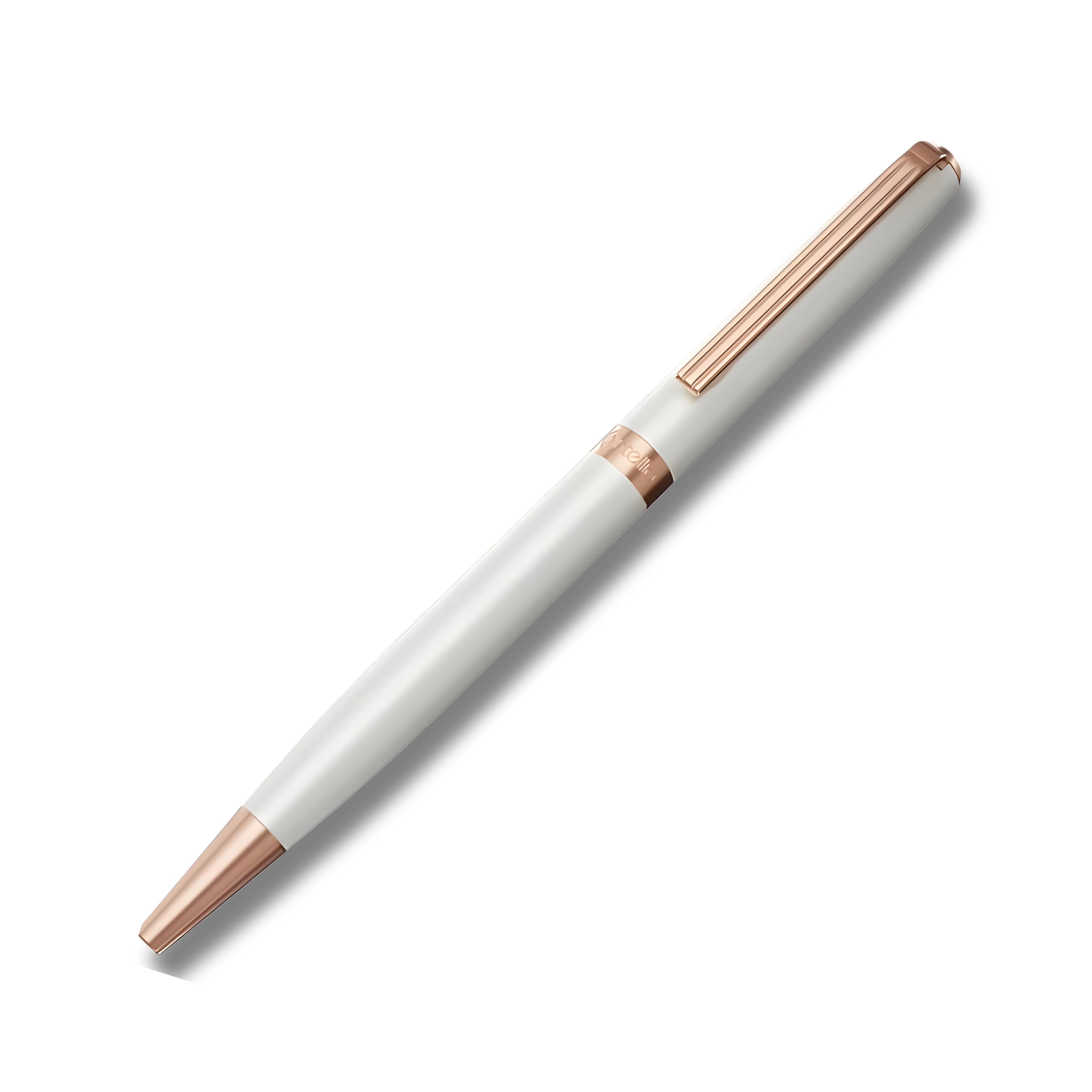 Intellio Germany Rhein Satin White and Rose Gold Ballpoint Pen
