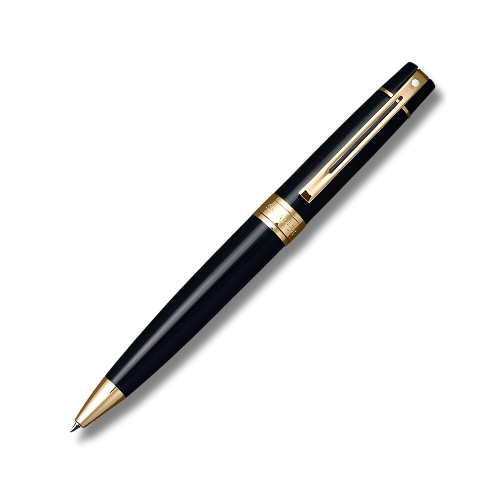 Sheaffer Gift Set ft. Glossy Black 300 Ballpoint Pen with Gold Trims and Credit Card Holder