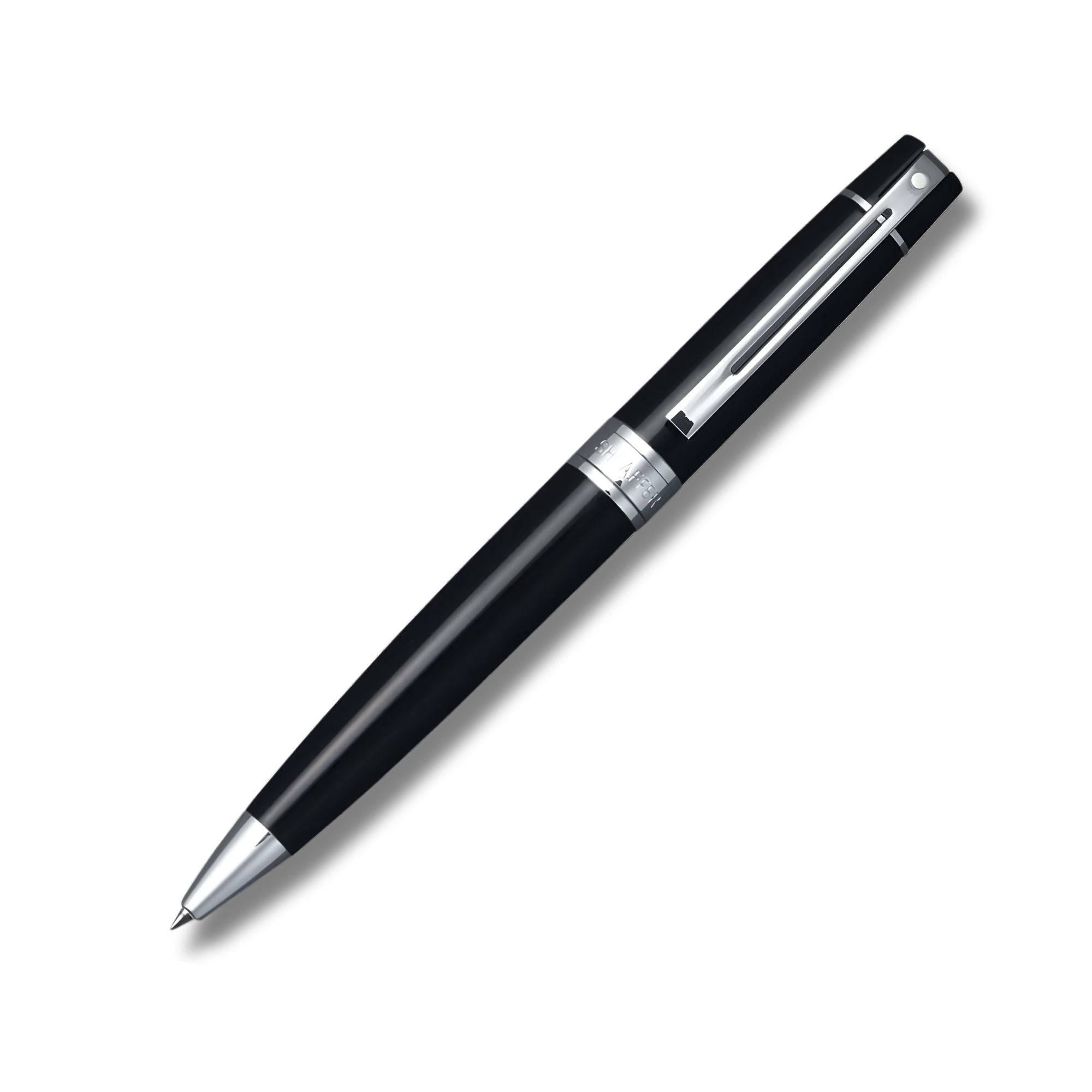 Sheaffer Glossy Black 300 Ballpoint Pen with chrome Trim and Credit Card Holder
