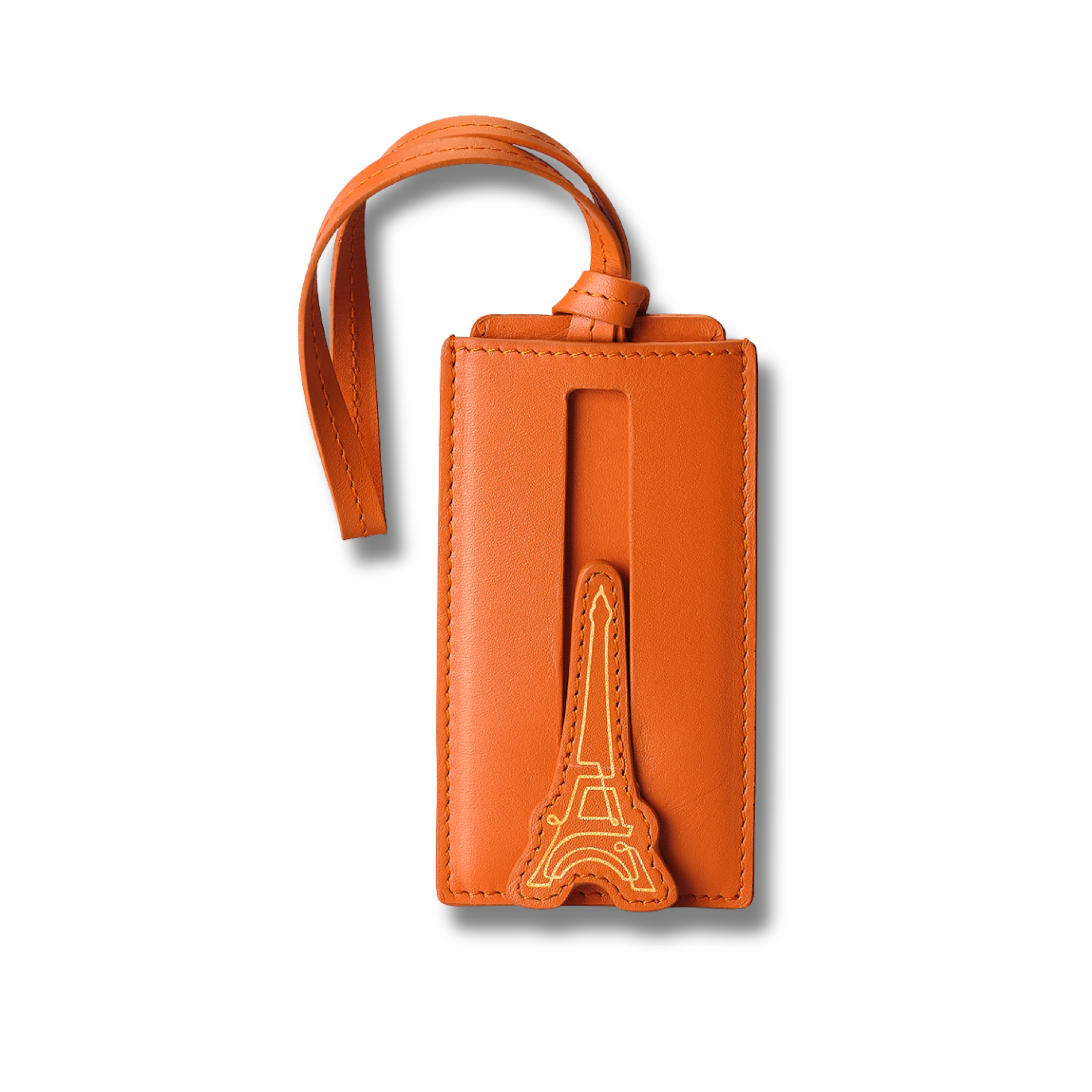Sheaffer Emily in Paris Full - Grain Leather Luggage Tag - Orange