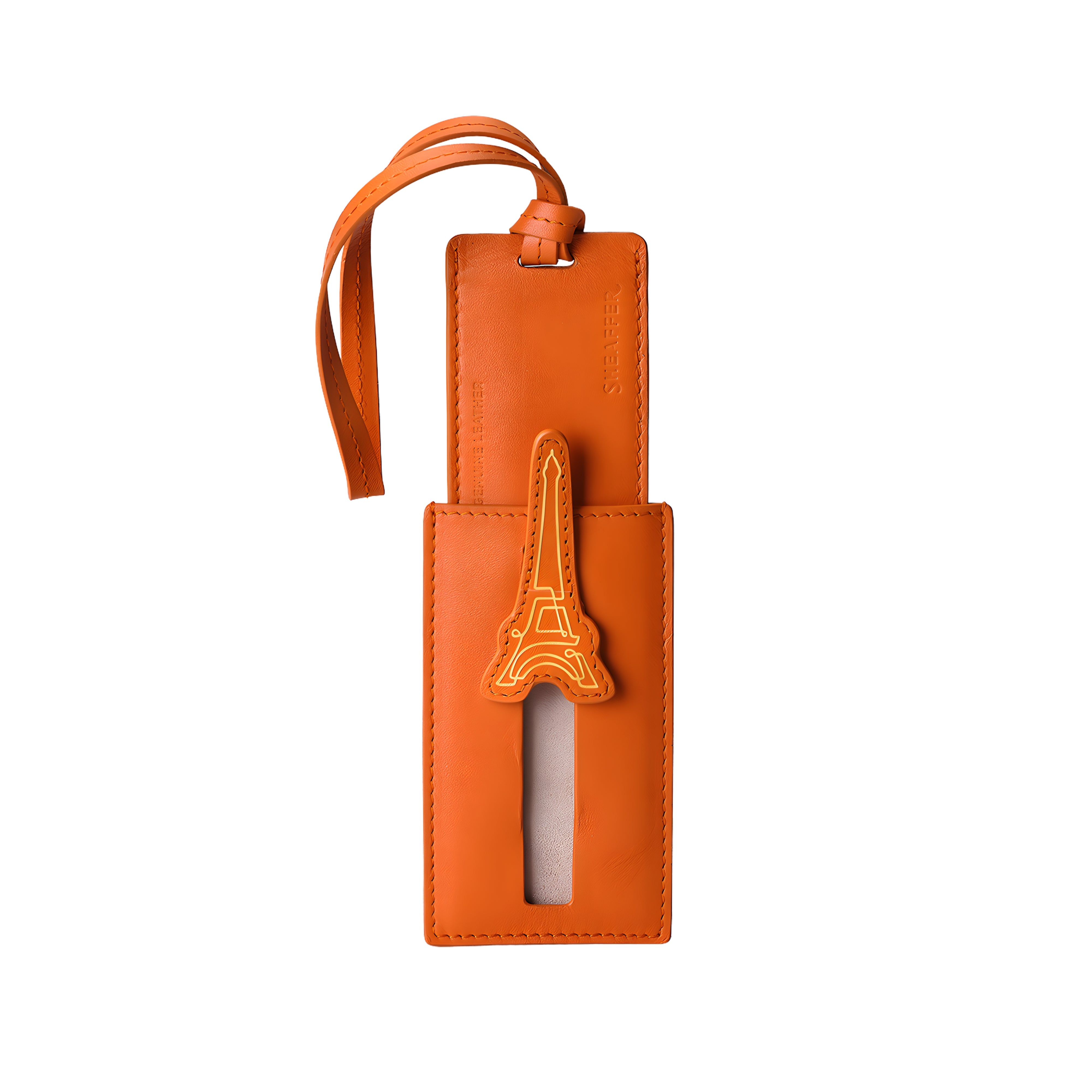 Sheaffer Emily in Paris Full - Grain Leather Luggage Tag - Orange