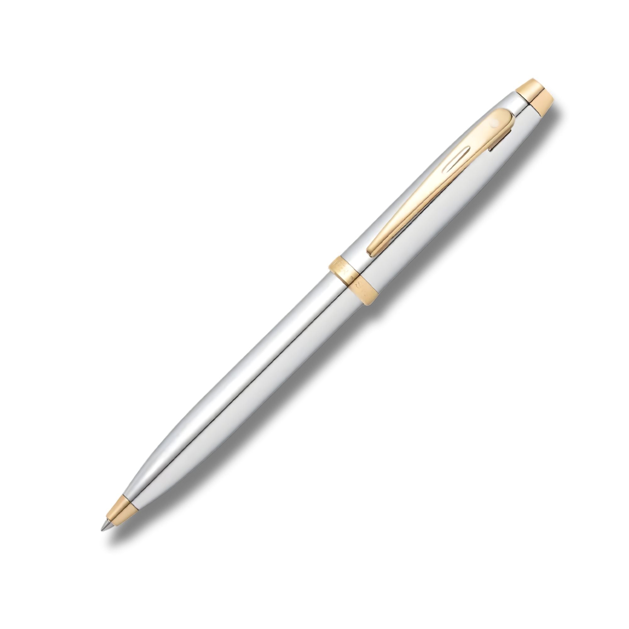Sheaffer Gift Set ft. Bright Chrome 100 9340 Ballpoint Pen with Gold Tone Trim and Medium Notebook
