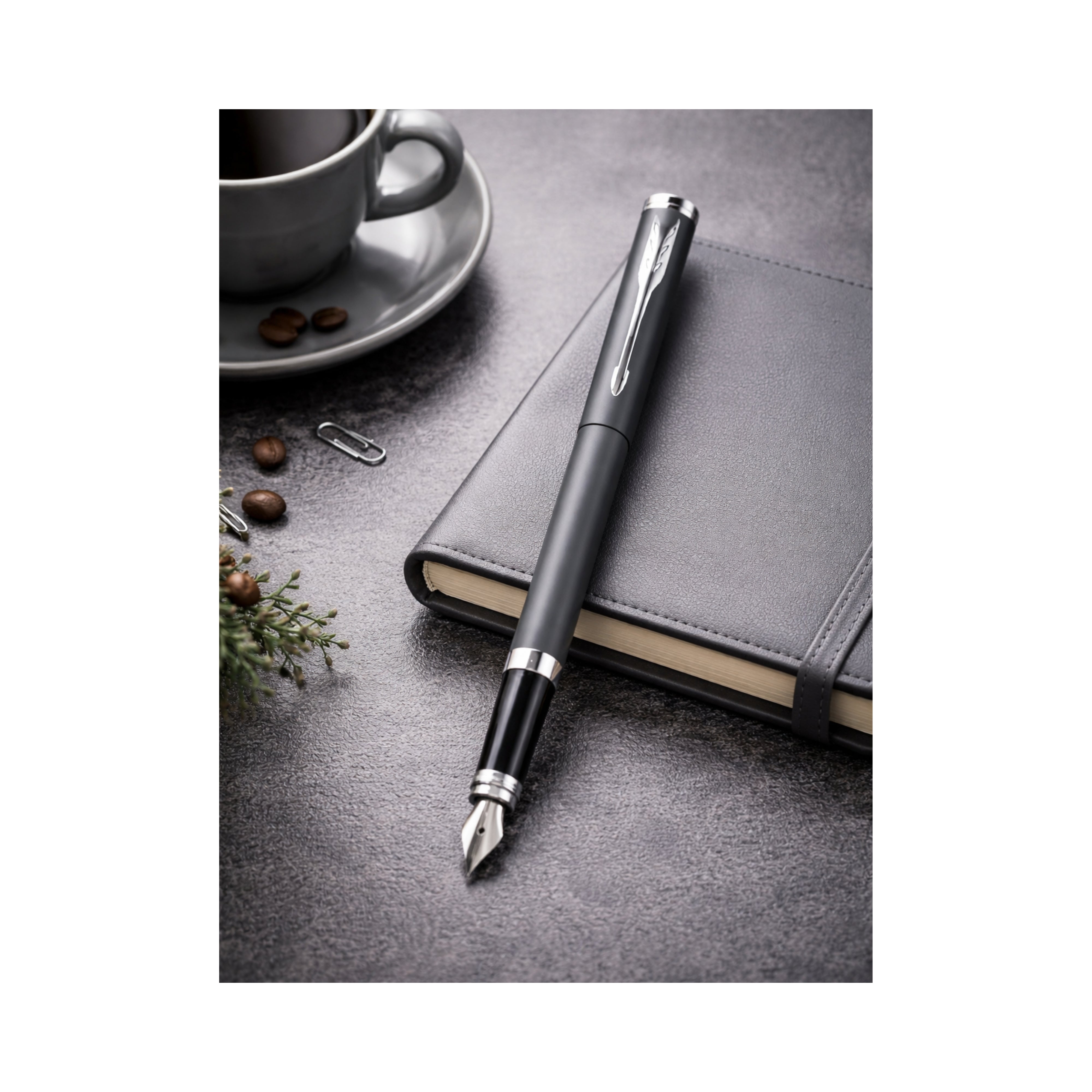 Parker Folio Standard Fountain Pen With Chrome Trim - Grey