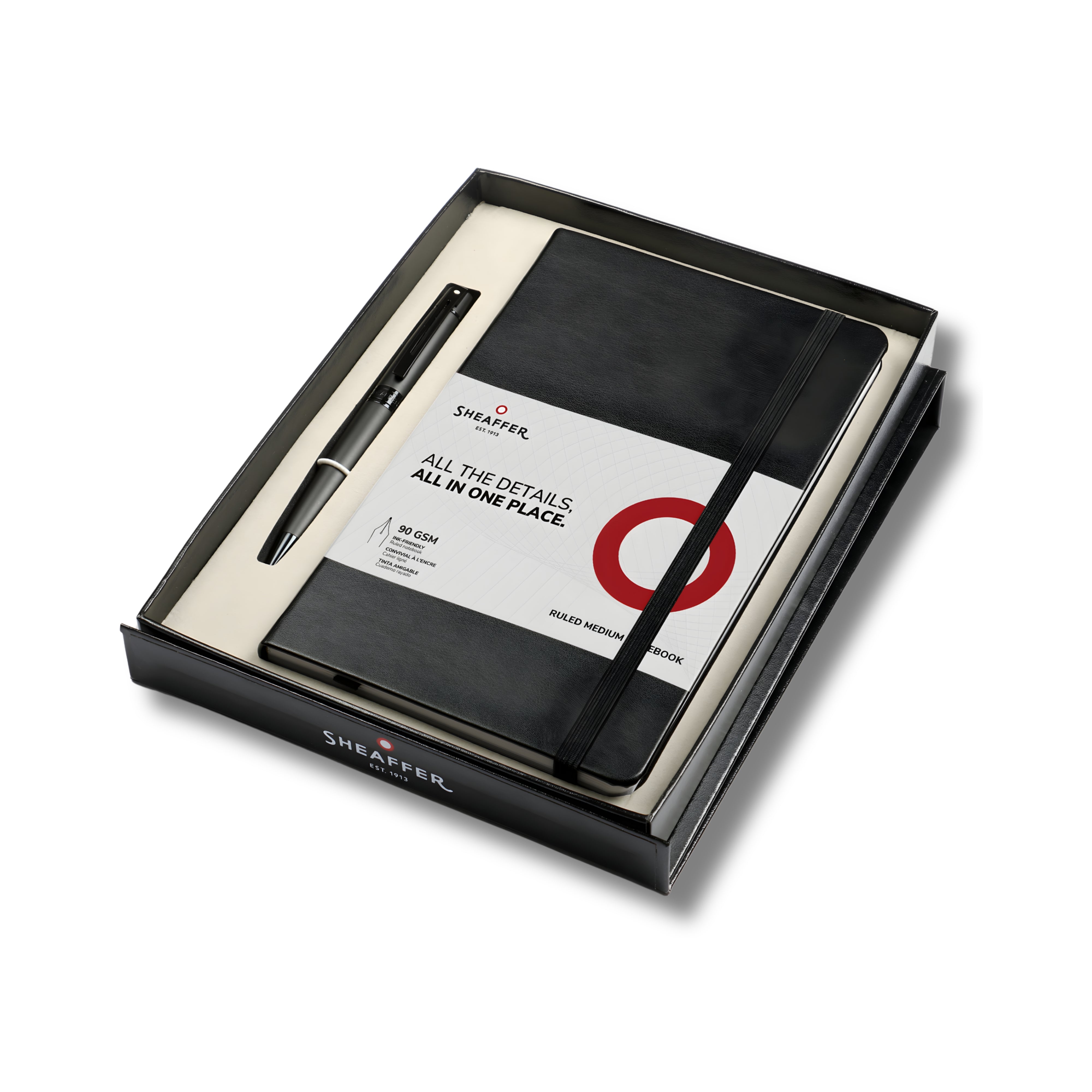 Sheaffer Gift Set ft. Matte black 300 9343 Ballpoint Pen with Black Trim and Medium Notebook