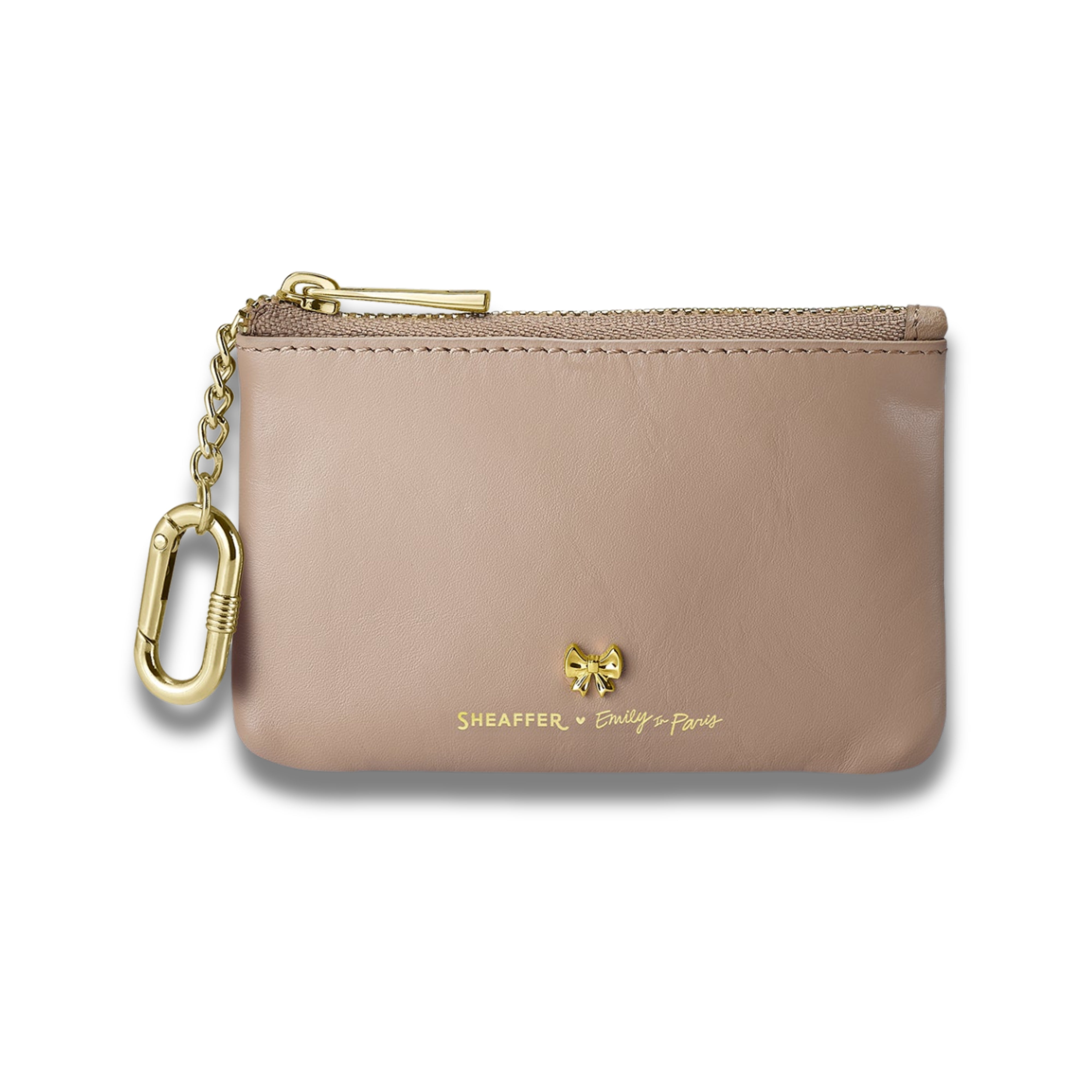 Sheaffer Emily in Paris Full - Grain Leather Zipped Key Fob Pouch with Bow - Shaped Emblem - Taupe