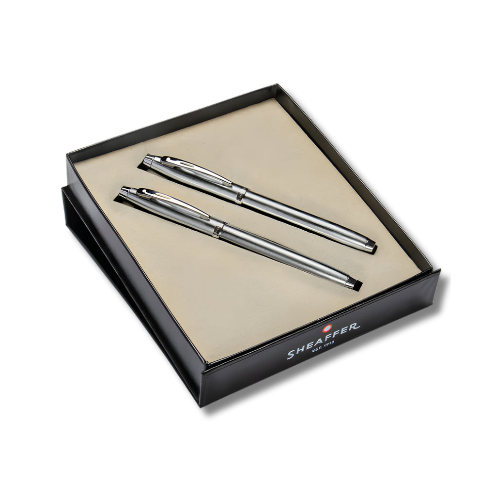 Sheaffer Gift Set ft. Brushed Chrome 100 9306 with Chrome Trim as Set ...