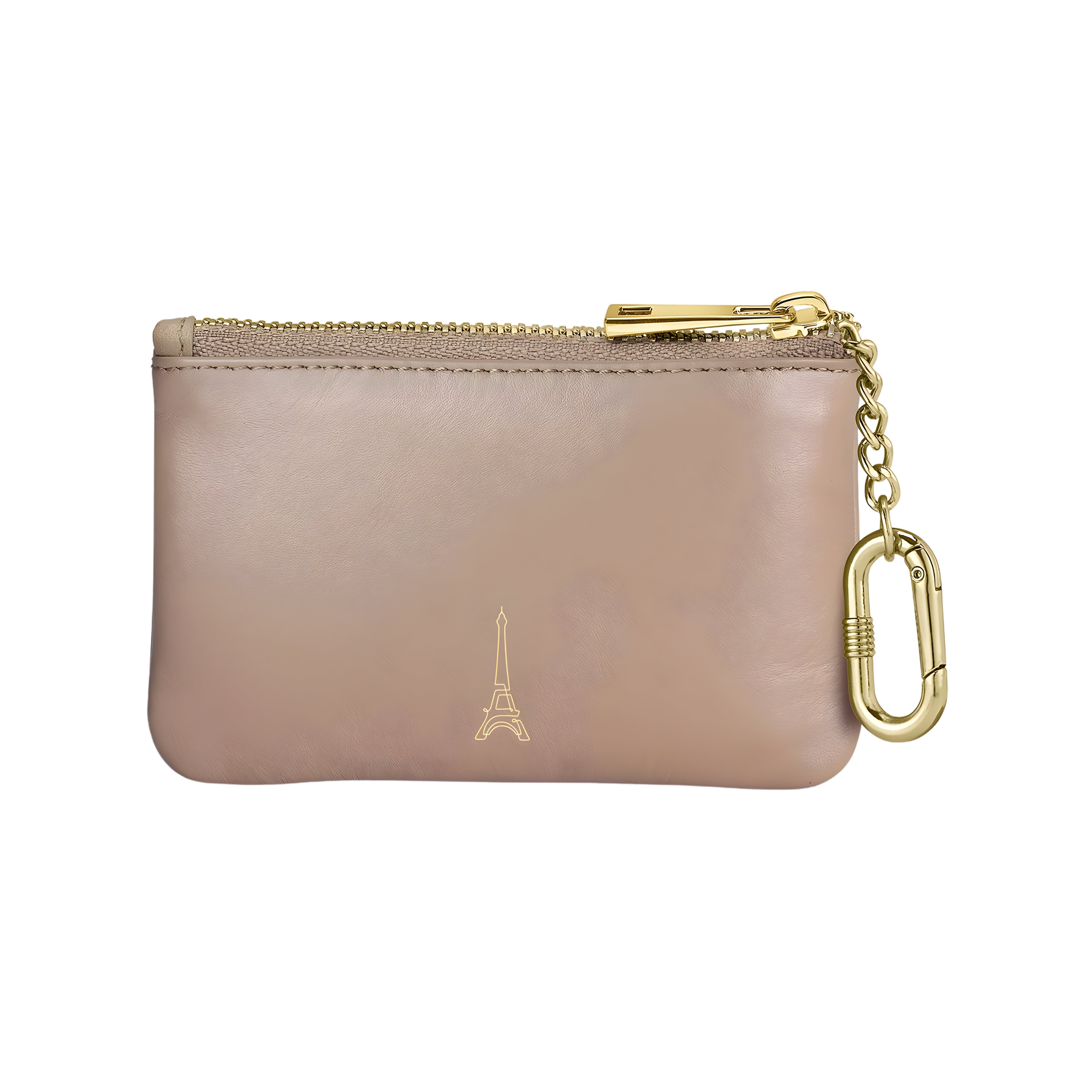 Sheaffer Emily in Paris Full - Grain Leather Zipped Key Fob Pouch with Bow - Shaped Emblem - Taupe