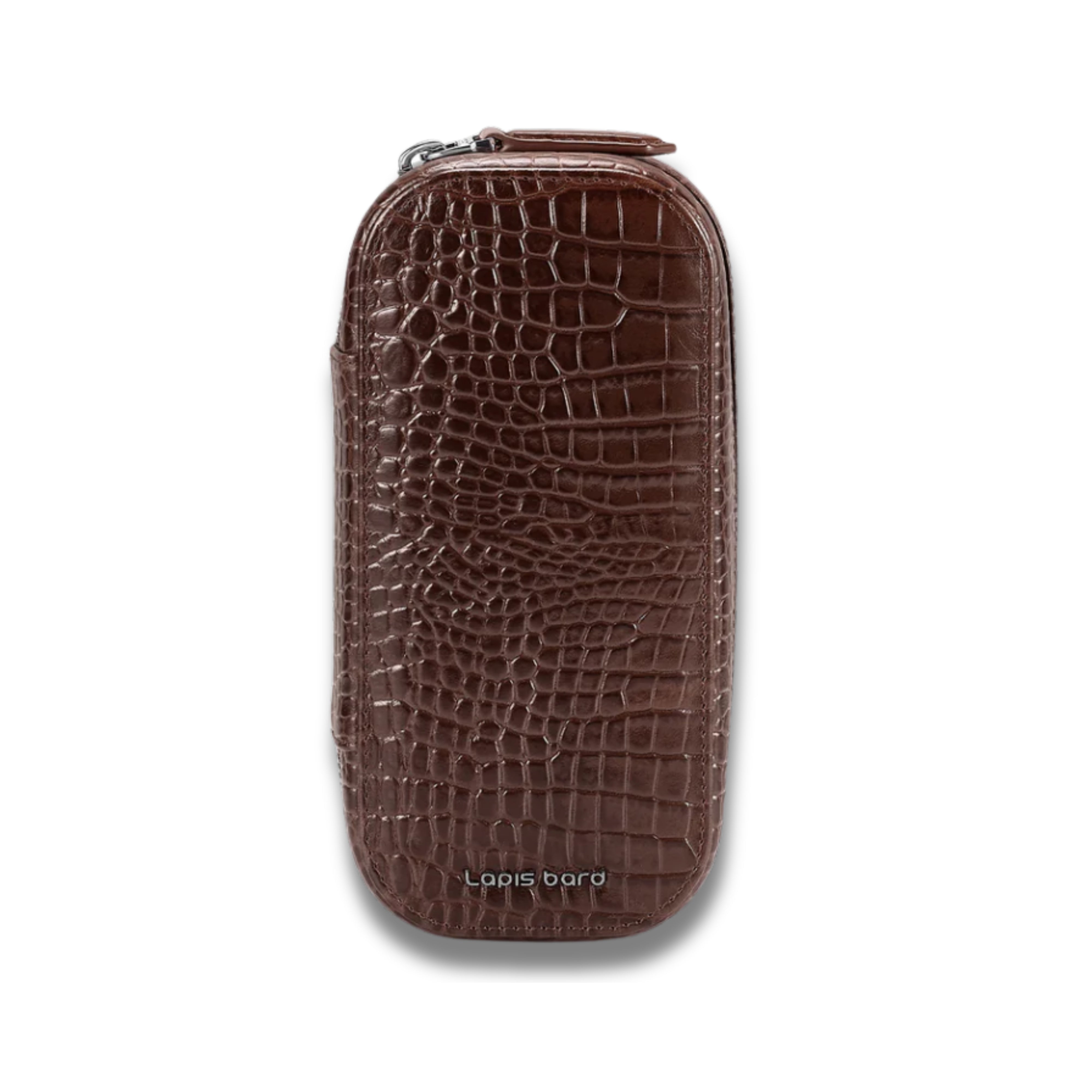 Lapis Bard Mandeville Croc-Textured Watchcase (2 Slots) - Dark Brown
