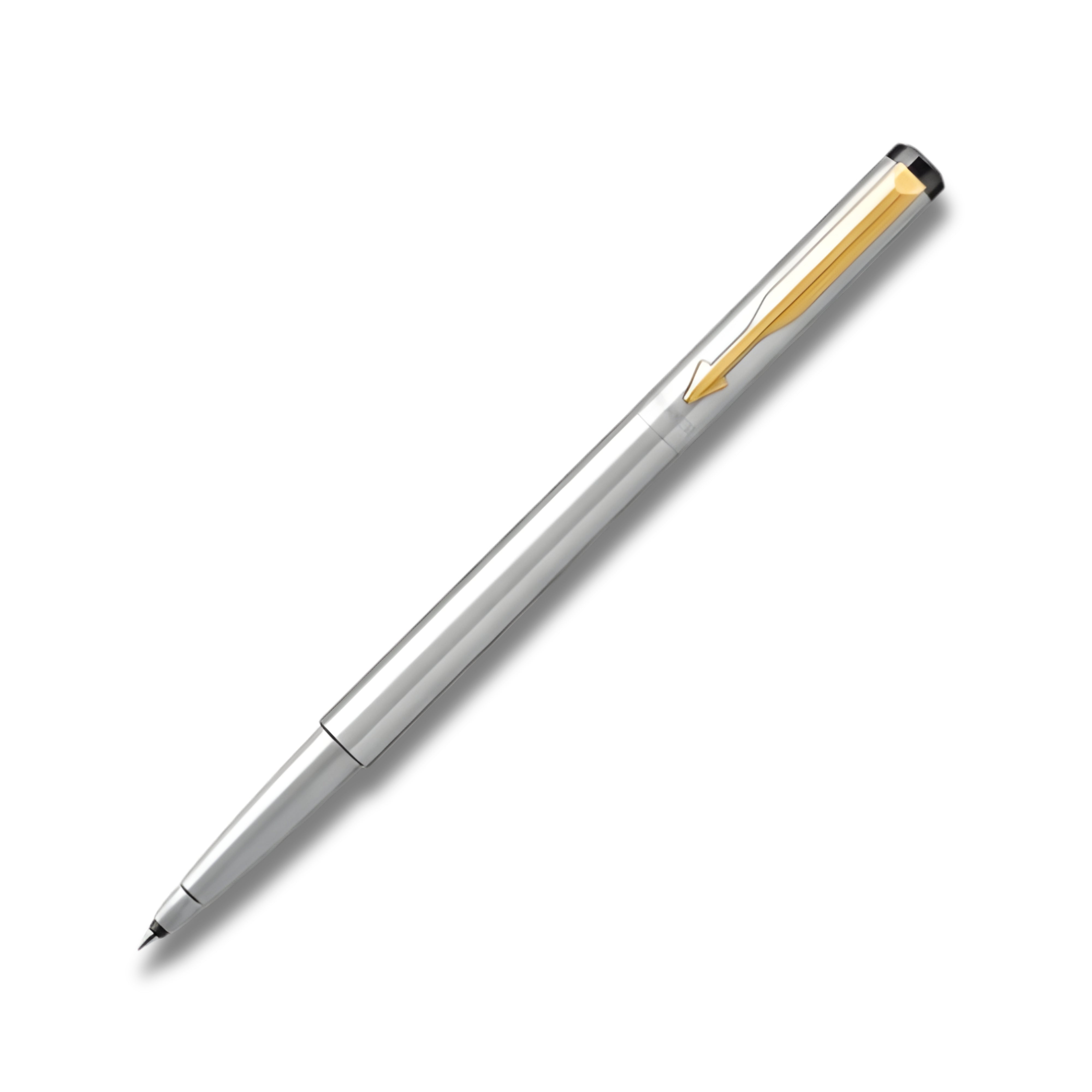 Parker Vector Stainless Steel Gold Trim Rollerball Pen (Medium Point)