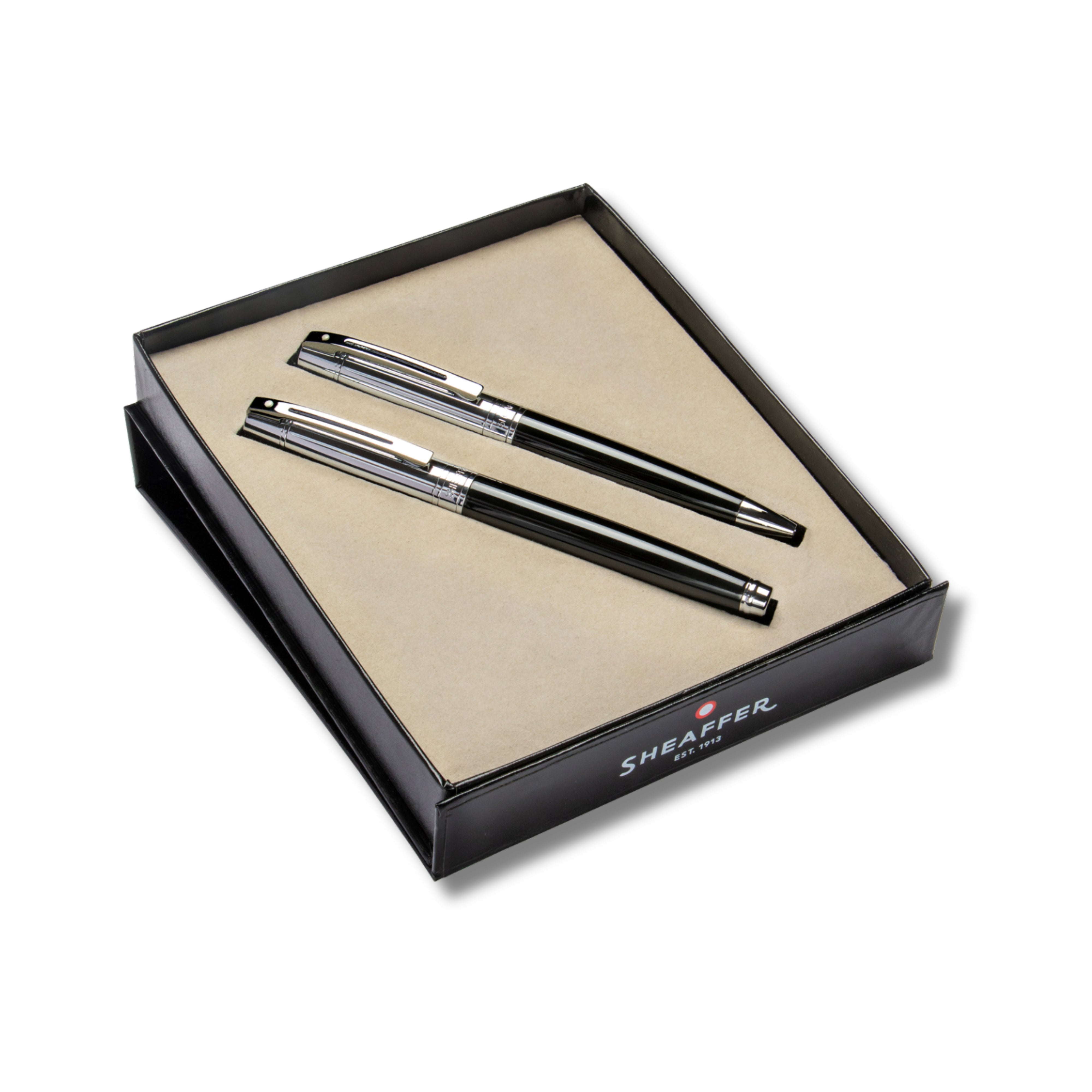 Sheaffer Gift Set ft. Glossy Black 300 9314 with Chrome Trim as Set of 2 pens - Ballpoint Pen & Fountain pen (M)