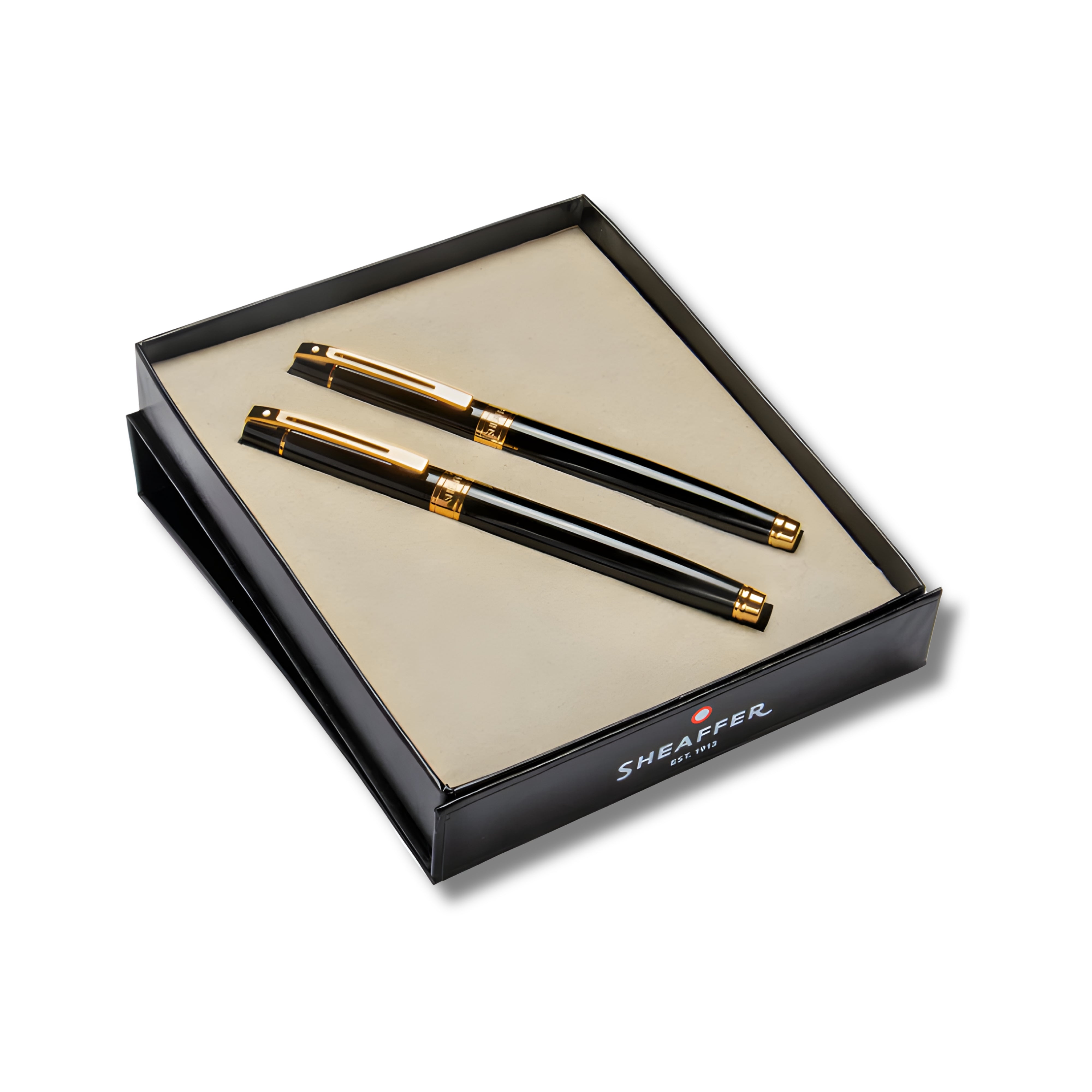 Sheaffer Gift Set ft. Glossy Black 300 9325 with Gold Tone Trim as Set of 2 pens - Rollerball Pen & Fountain pen (M)