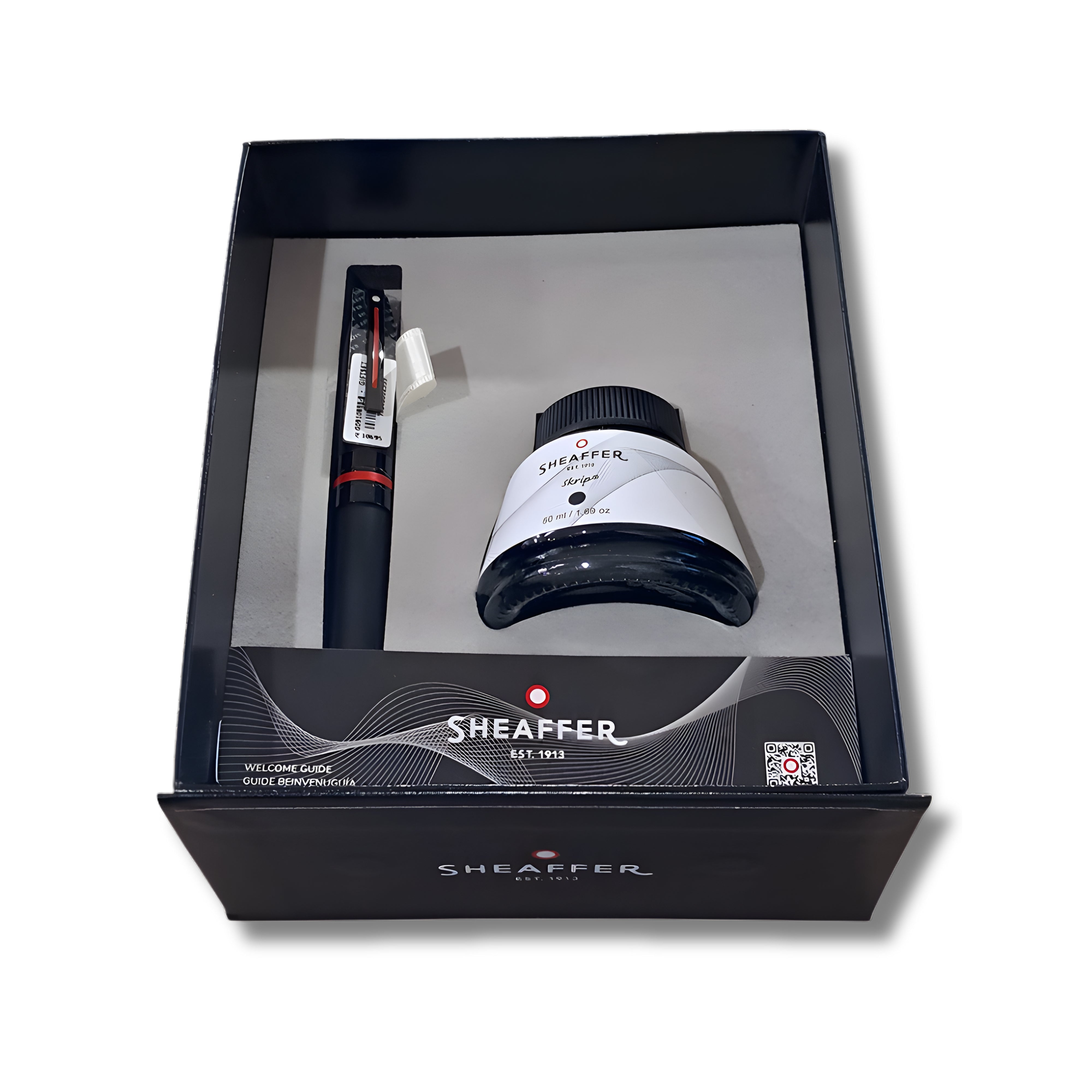 Sheaffer Icon Matte Black With Glossy Black Trim FP M + Skrip Black Ink Bottle 50ml- G9108