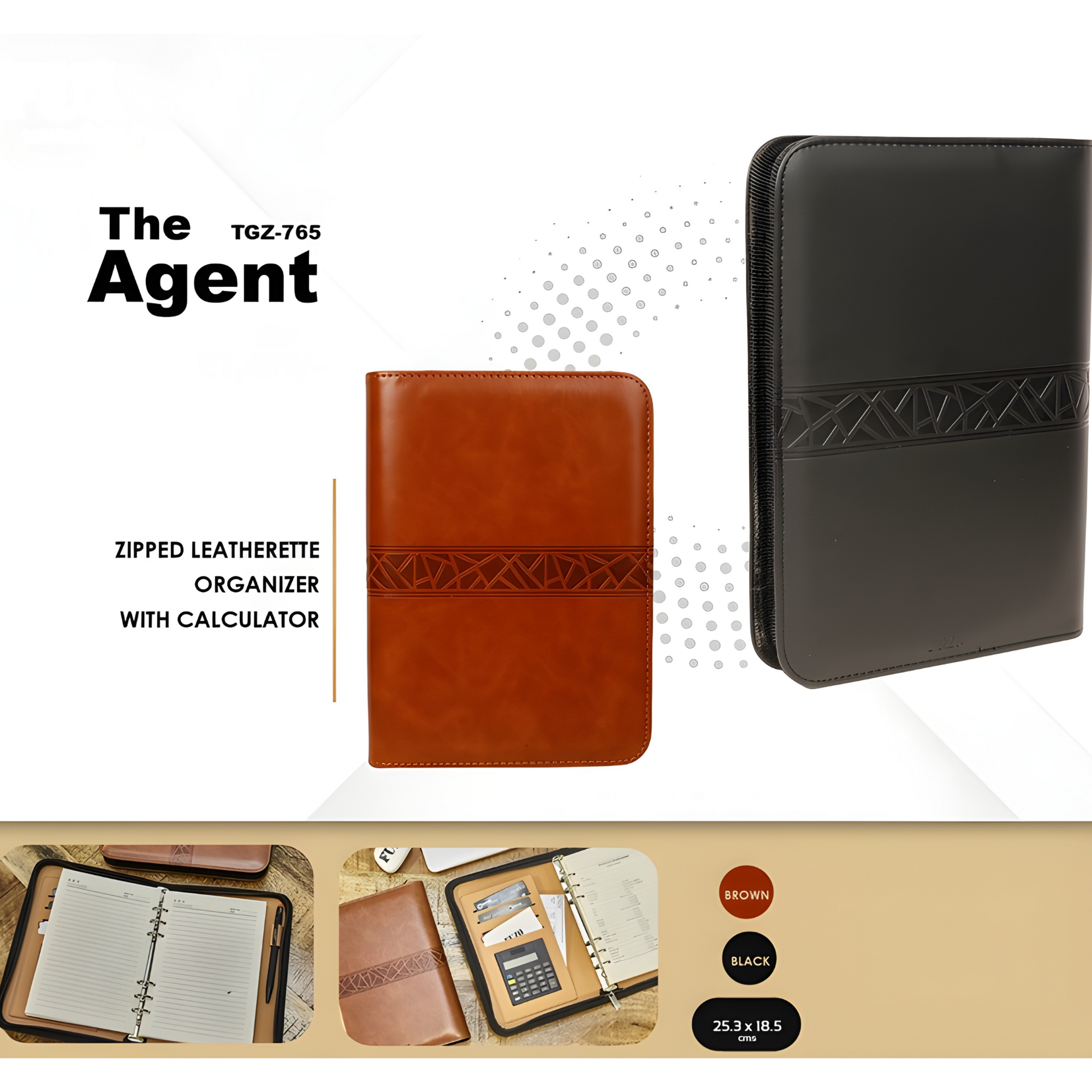 FUZO - The Agent Notebook Set-Zipped Leatherette Organizer with Calculator