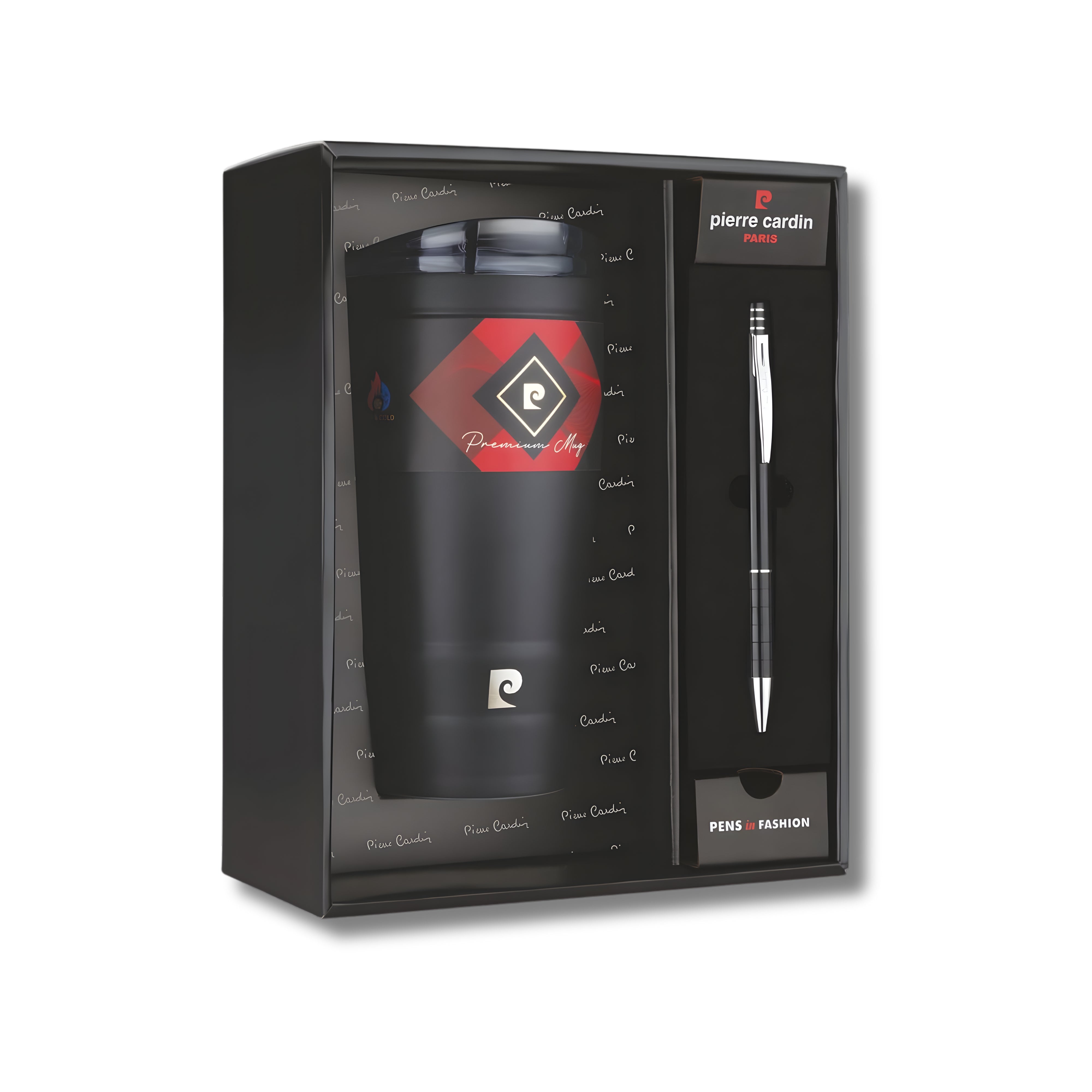 Pierre Cardin Milord Set- Set of Vacuum Insulated SS Mug & Venue Ball Pen (Black)