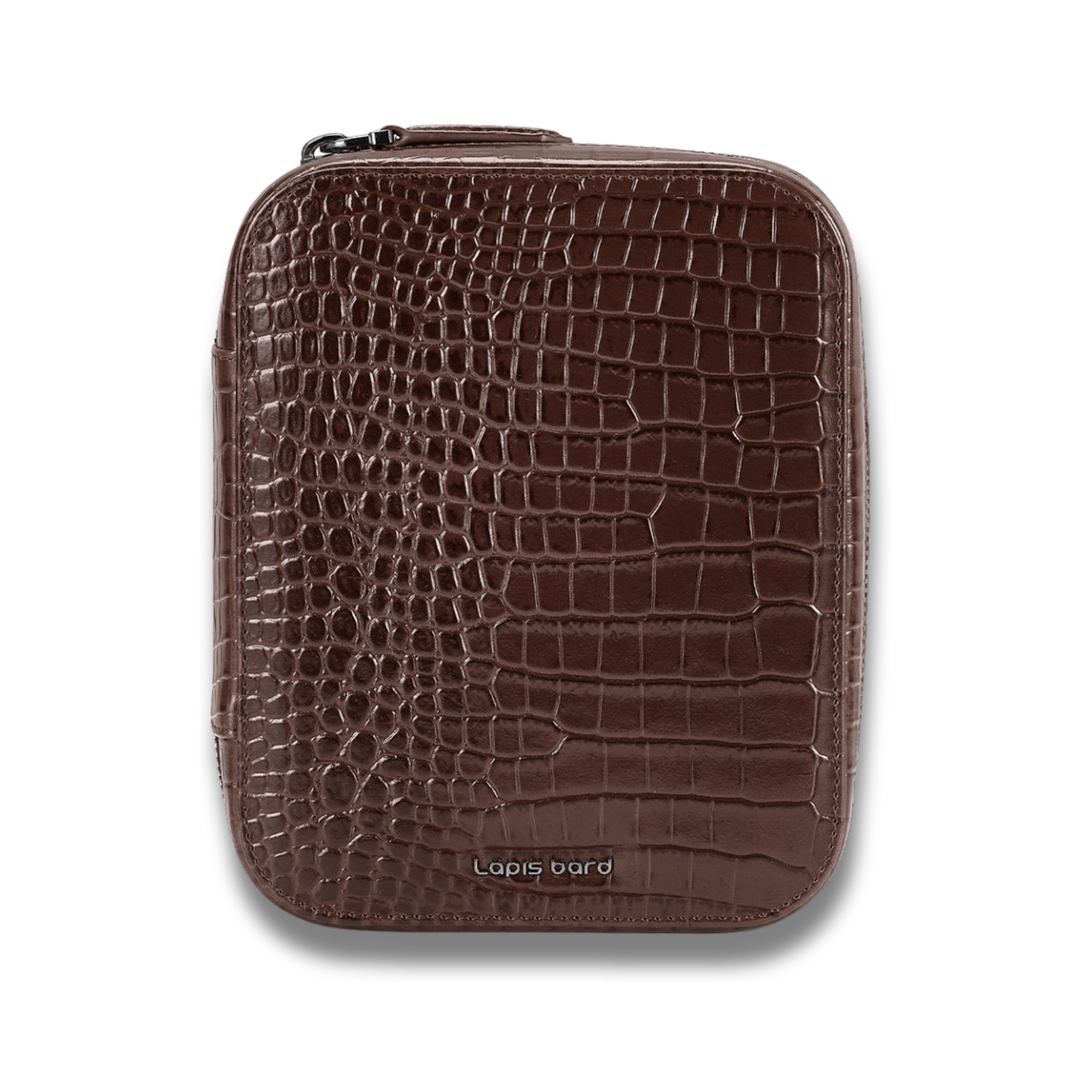 Lapis Bard Mandeville Croc-Textured Watchcase (4 Slots) - Dark Brown