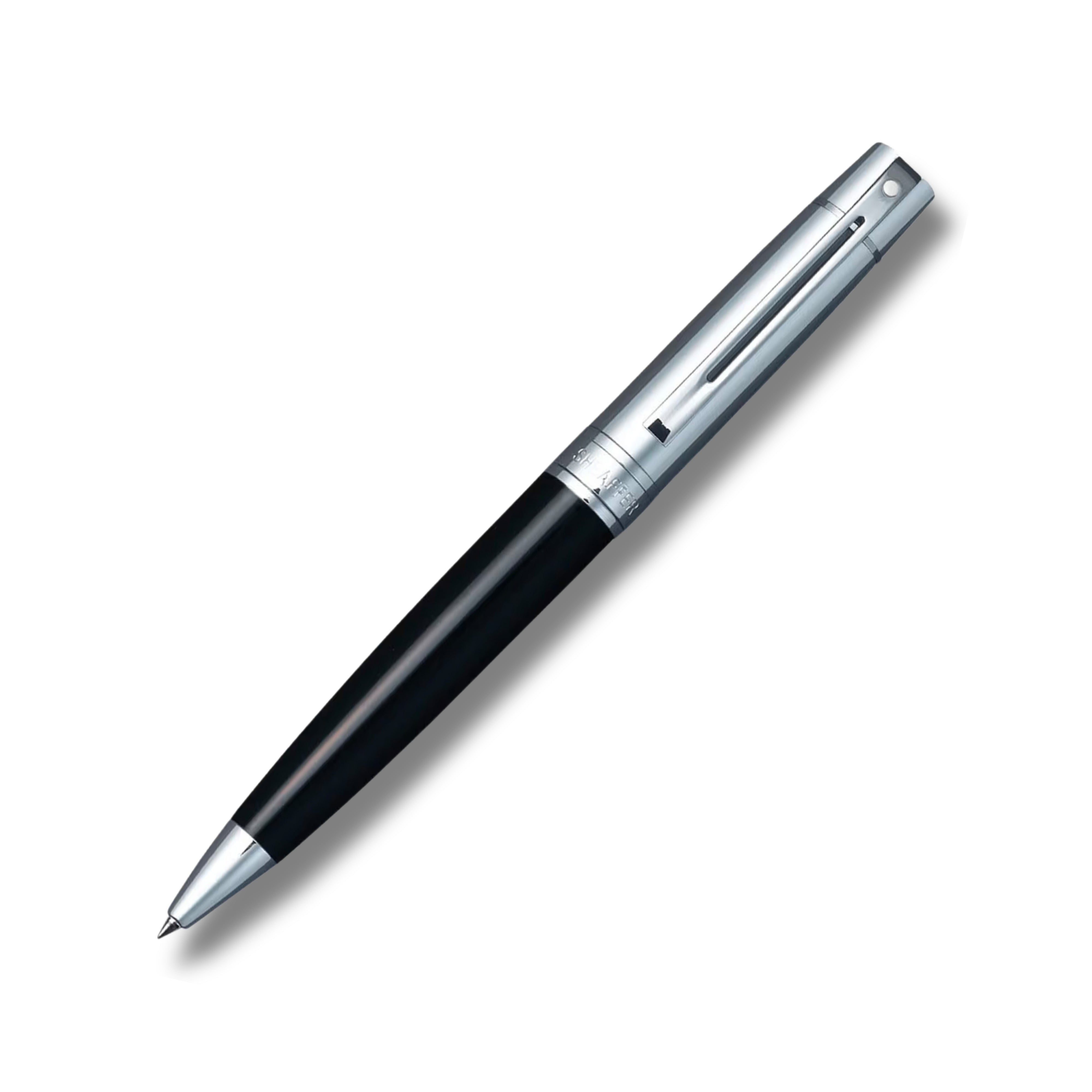 Sheaffer Gift Set ft. Glossy Black 300 Ballpoint Pen with Chrome Trims and Business Card Holder