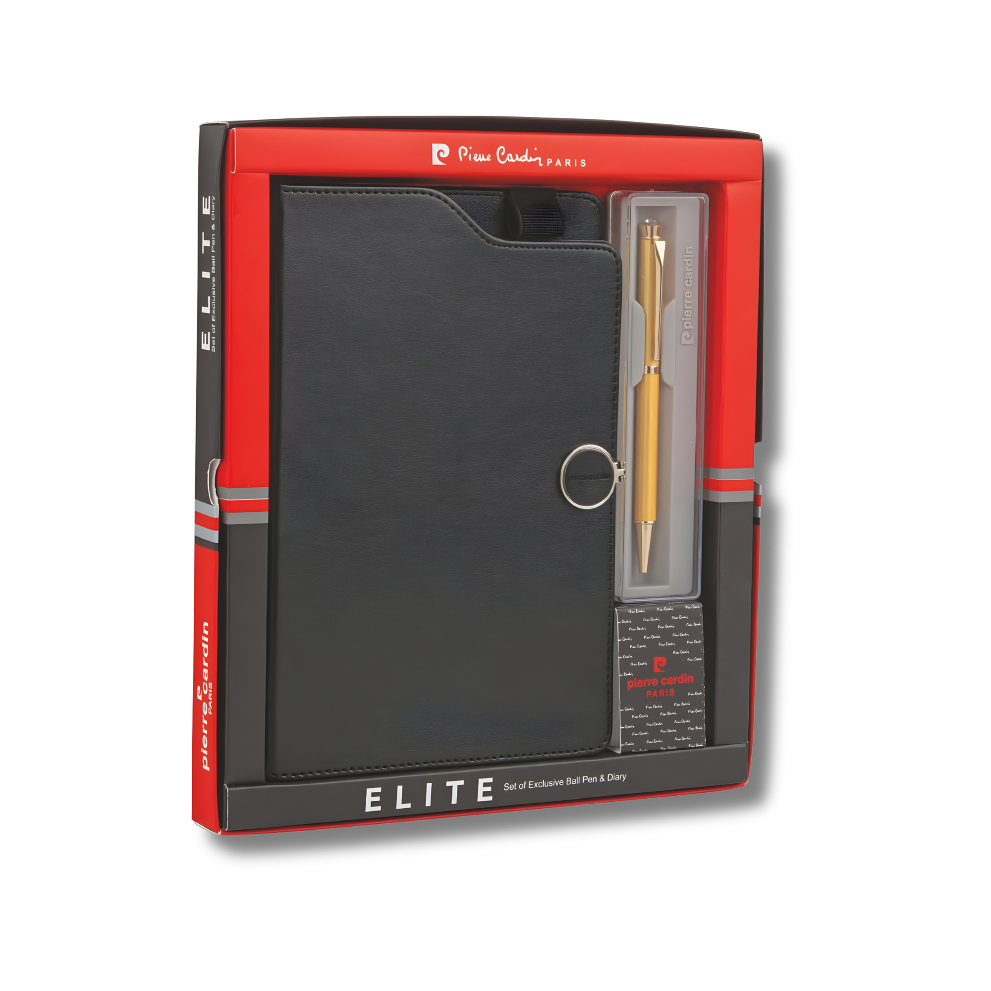 Pierre Cardin Elite Set Set of Jewel Ballpoint Pen & Notebook (Black or Brown)