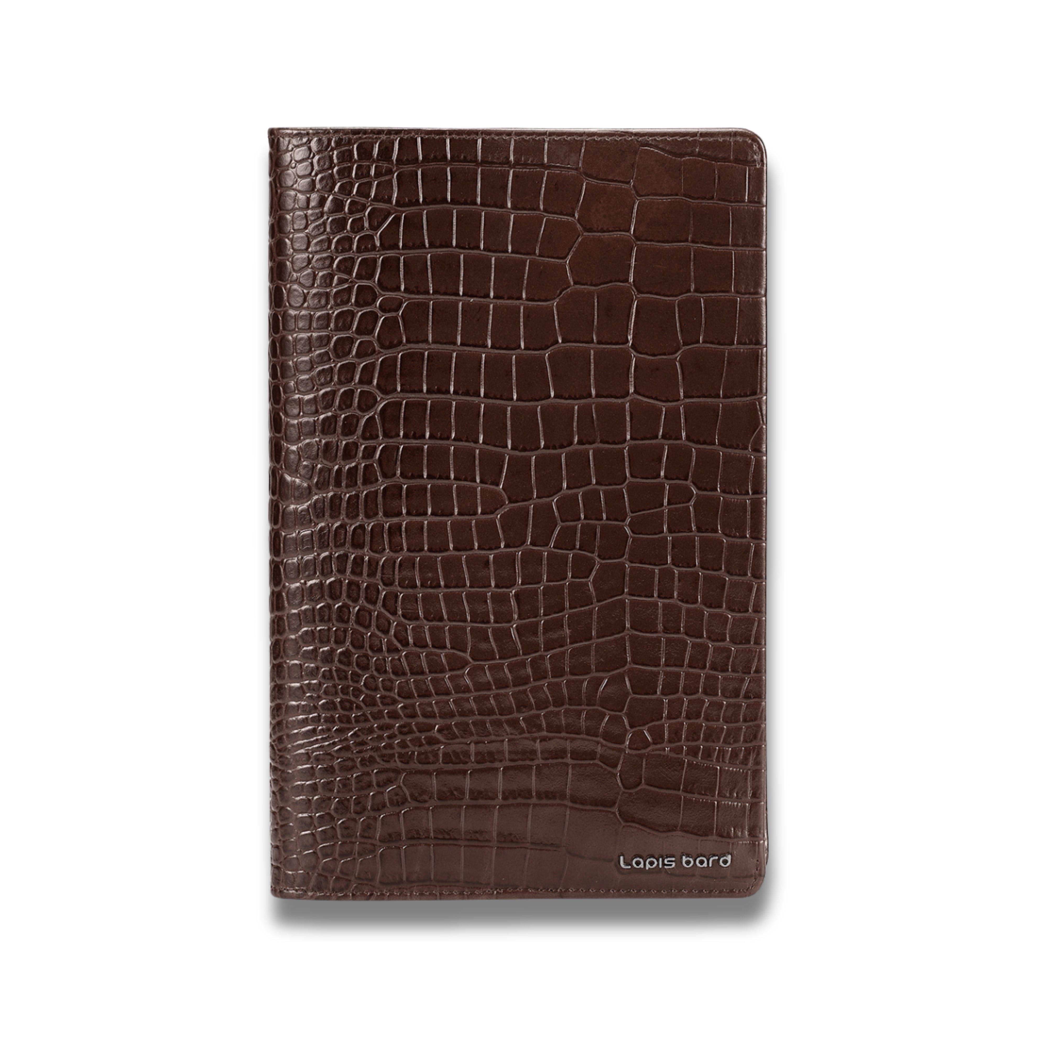 Lapis Bard Mandeville Croc-Textured Notebook Jacket - Dark Brown