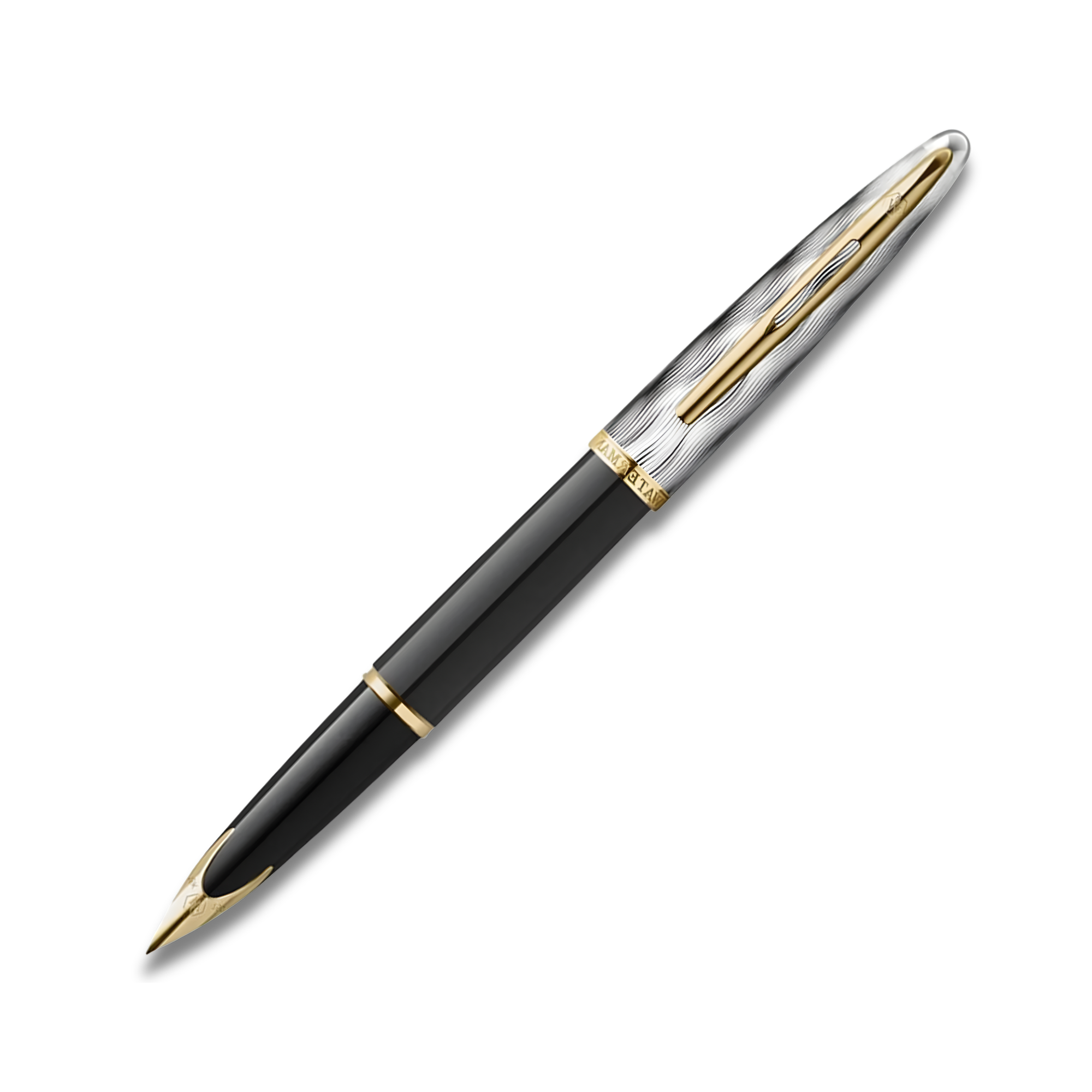 Waterman Carene Reflections Of Paris Deluxe Black Gold Trim Fountain Pen