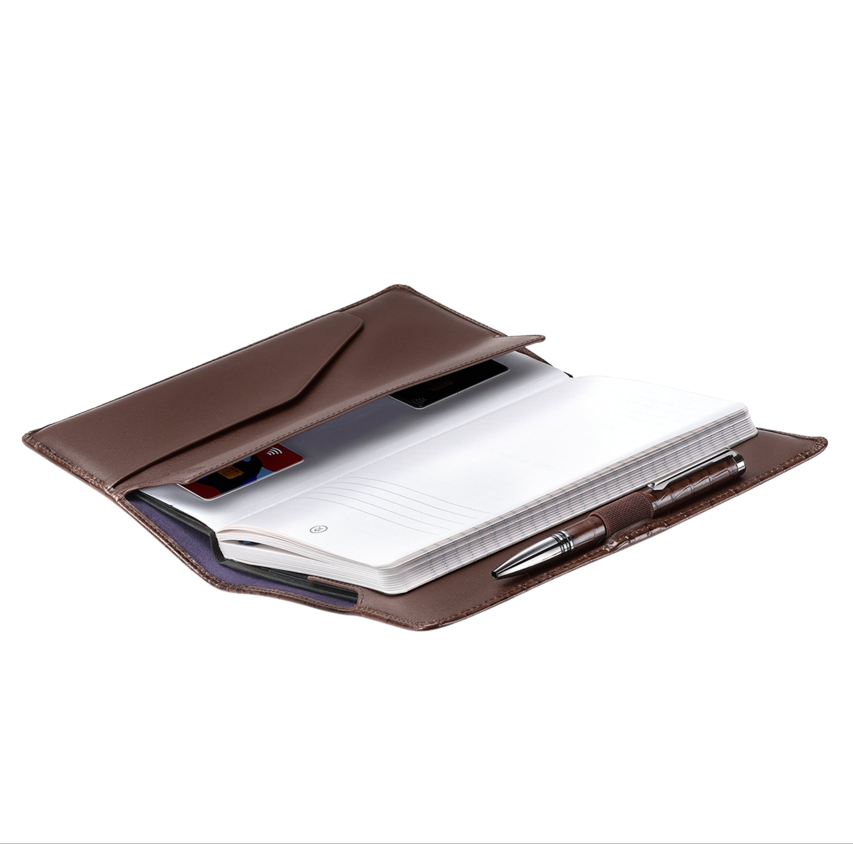 Lapis Bard Mandeville Croc-Textured Notebook Jacket - Dark Brown