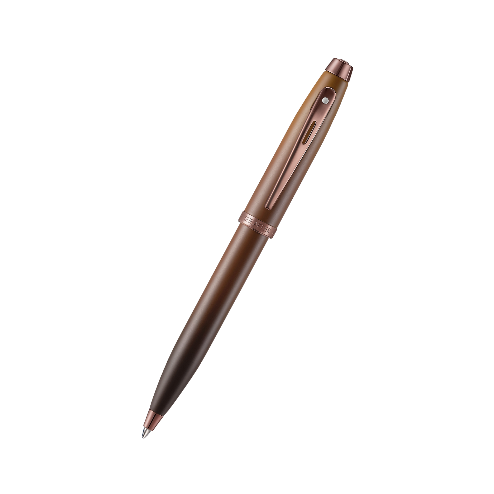 Sheaffer Gift Set 100 9374 Coffee Edition Ballpoint Pen with Regal Brown PVD Trims and Credit Card Holder - Matt Brown