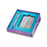Sheaffer Gift Set ft. Expressions 100 9376 Blue and Pink Pearlised Gradient Ballpoint Pen with Chrome-plated Trims and Genuine Leather Credit Card Holder