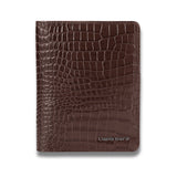 Lapis Bard Mandeville Croc-Textured Passport Wallet - Dark Brown