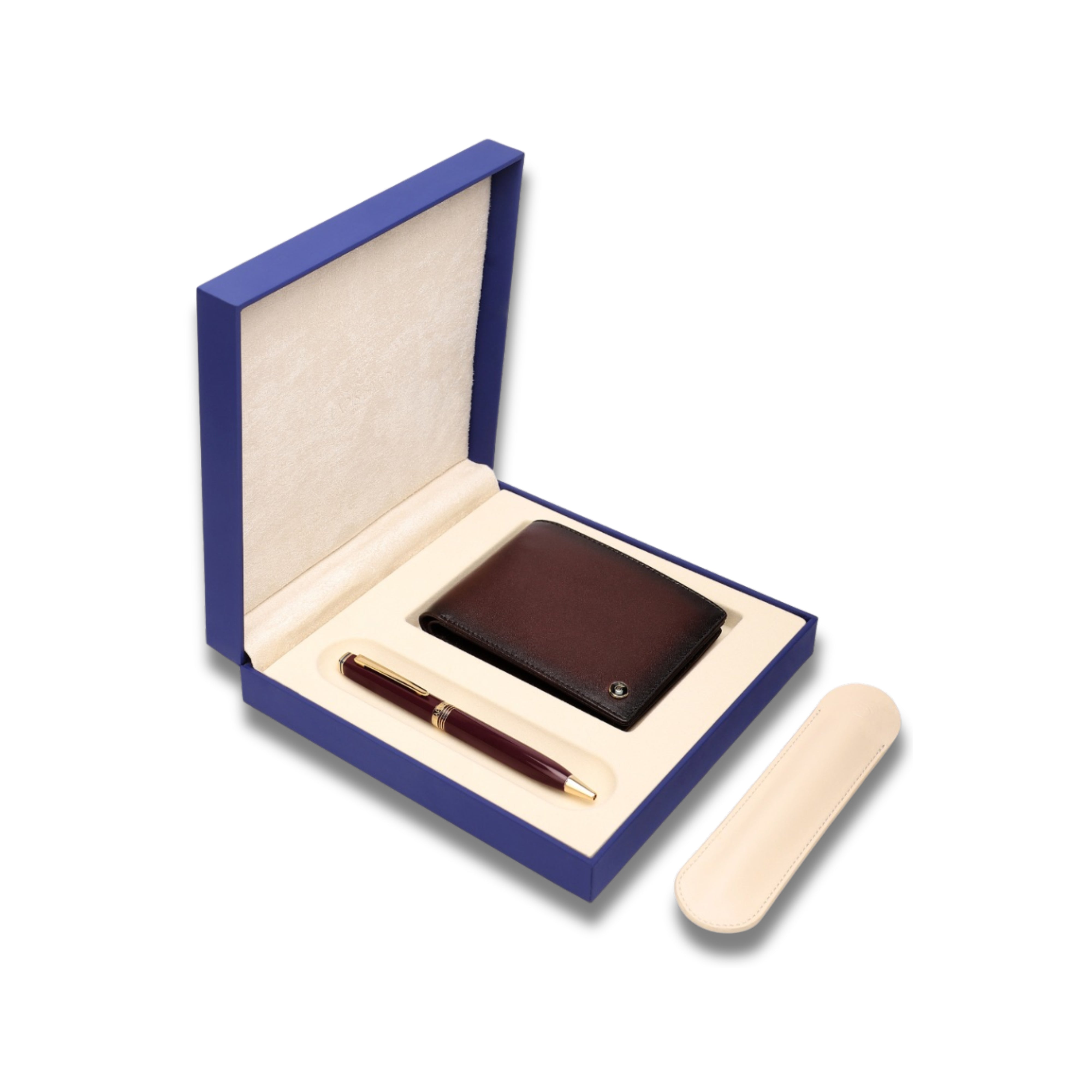 Lapis Bard Gift Set Contemporary Ballpoint Pen with Ducorium Wallet – Bordeaux with Gold Trims