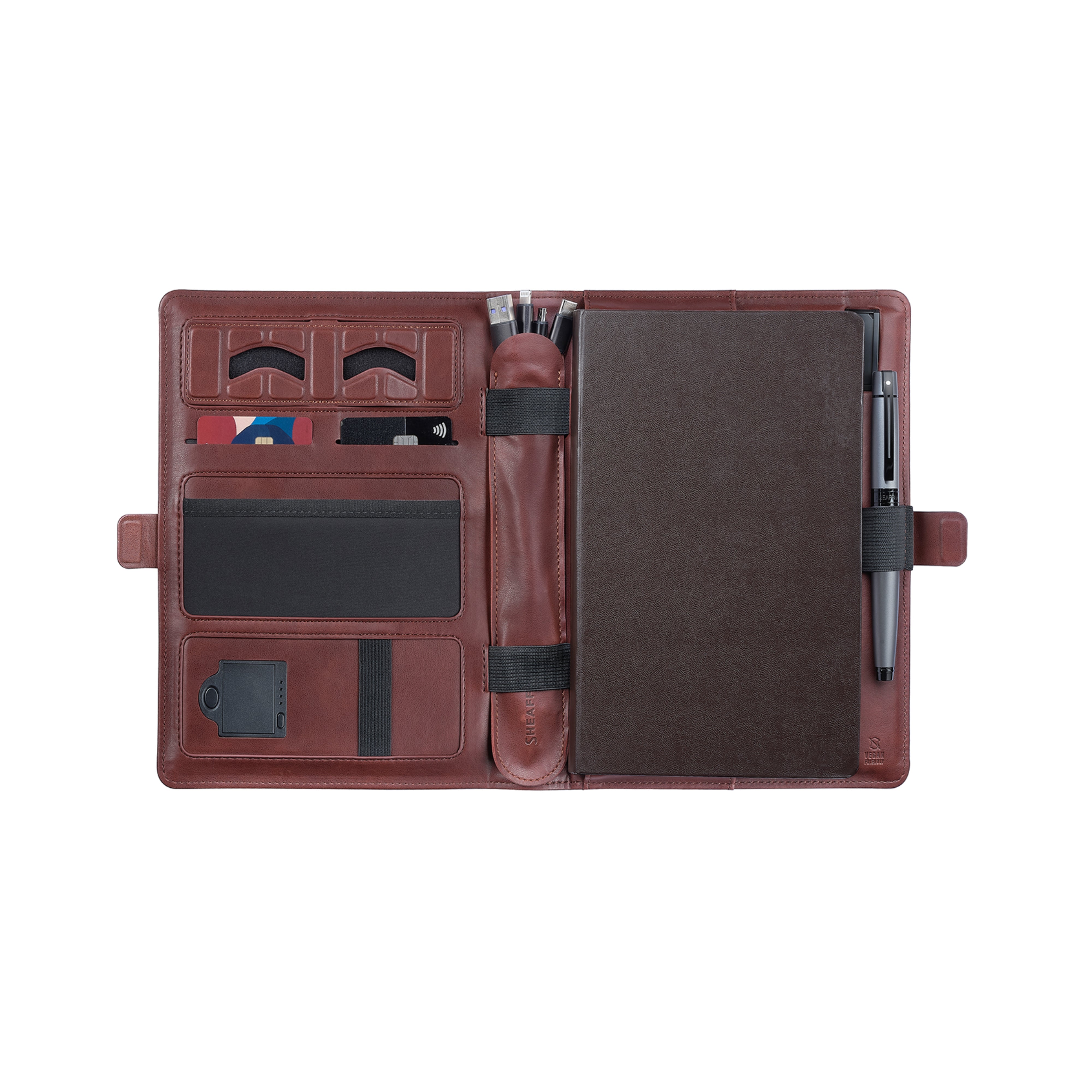 Sheaffer Superbook 12000mAh Power Bank Organizer - Brown