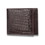 Lapis Bard Mandeville Croc-Textured Wallet with Extra Credit Card Holder - Dark Brown