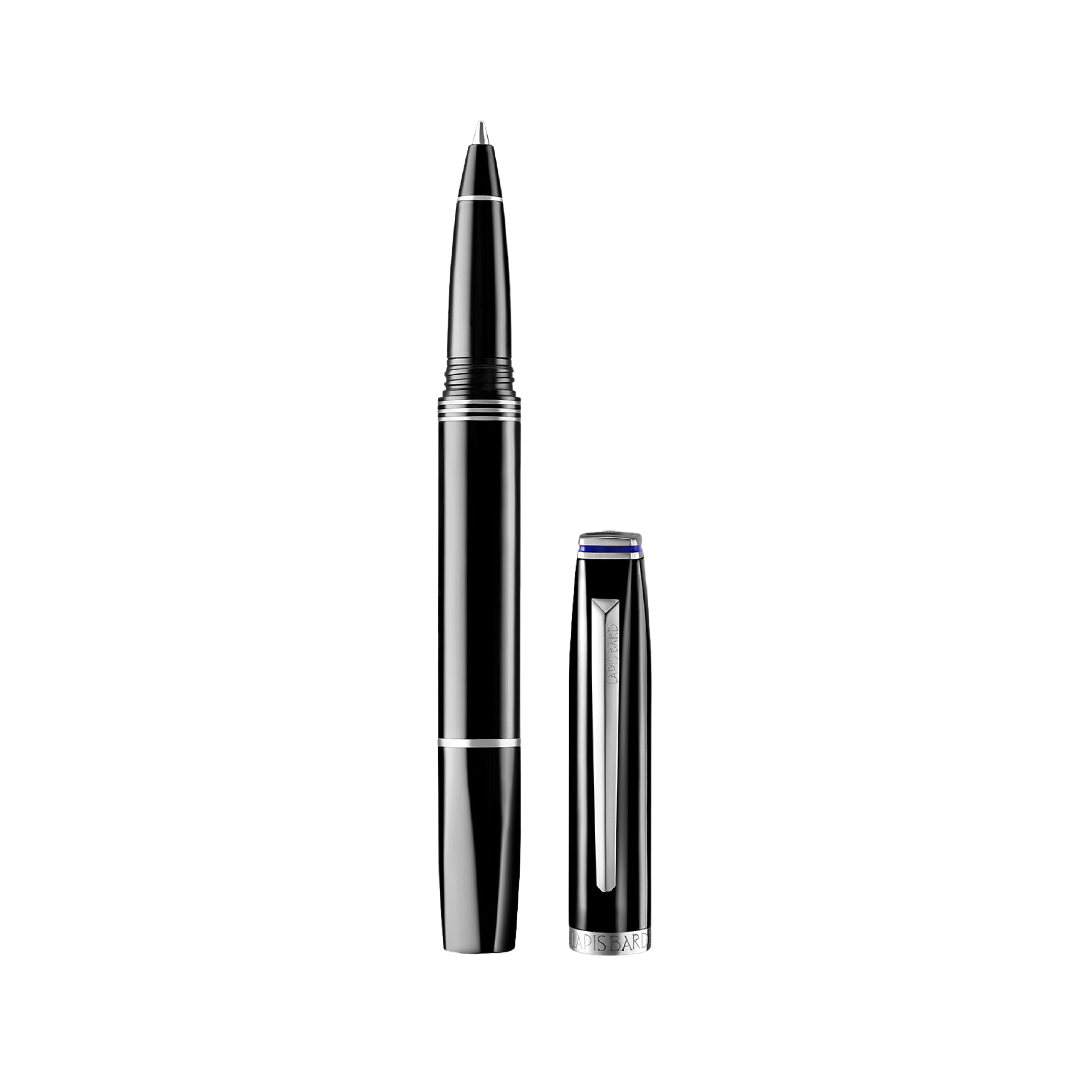 Lapis Bard Contemporary Rollerball Pen – Black With Chrome Trim