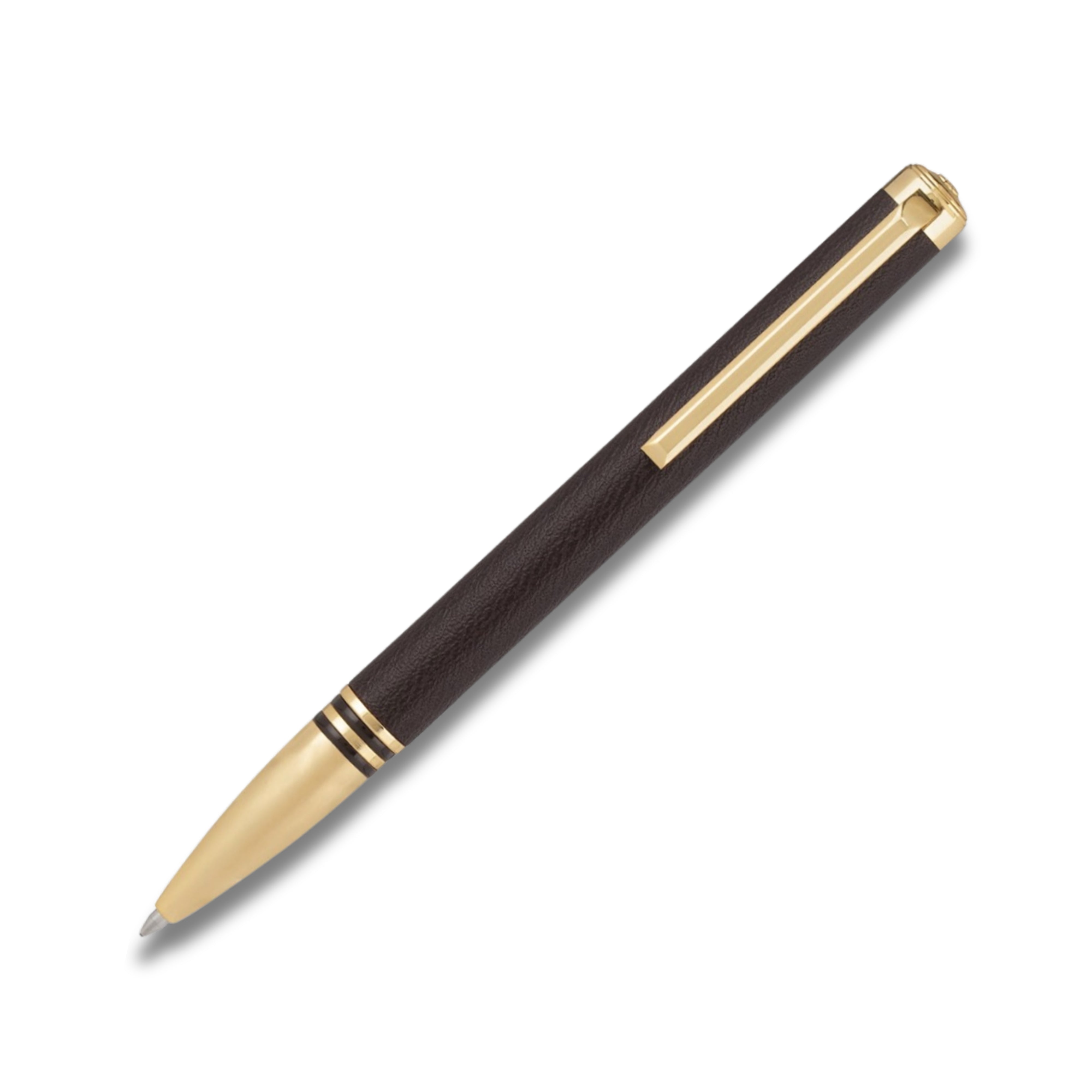 Lapis Bard Torque Artis Leather Ballpoint Pen - Brown with Gold Trims