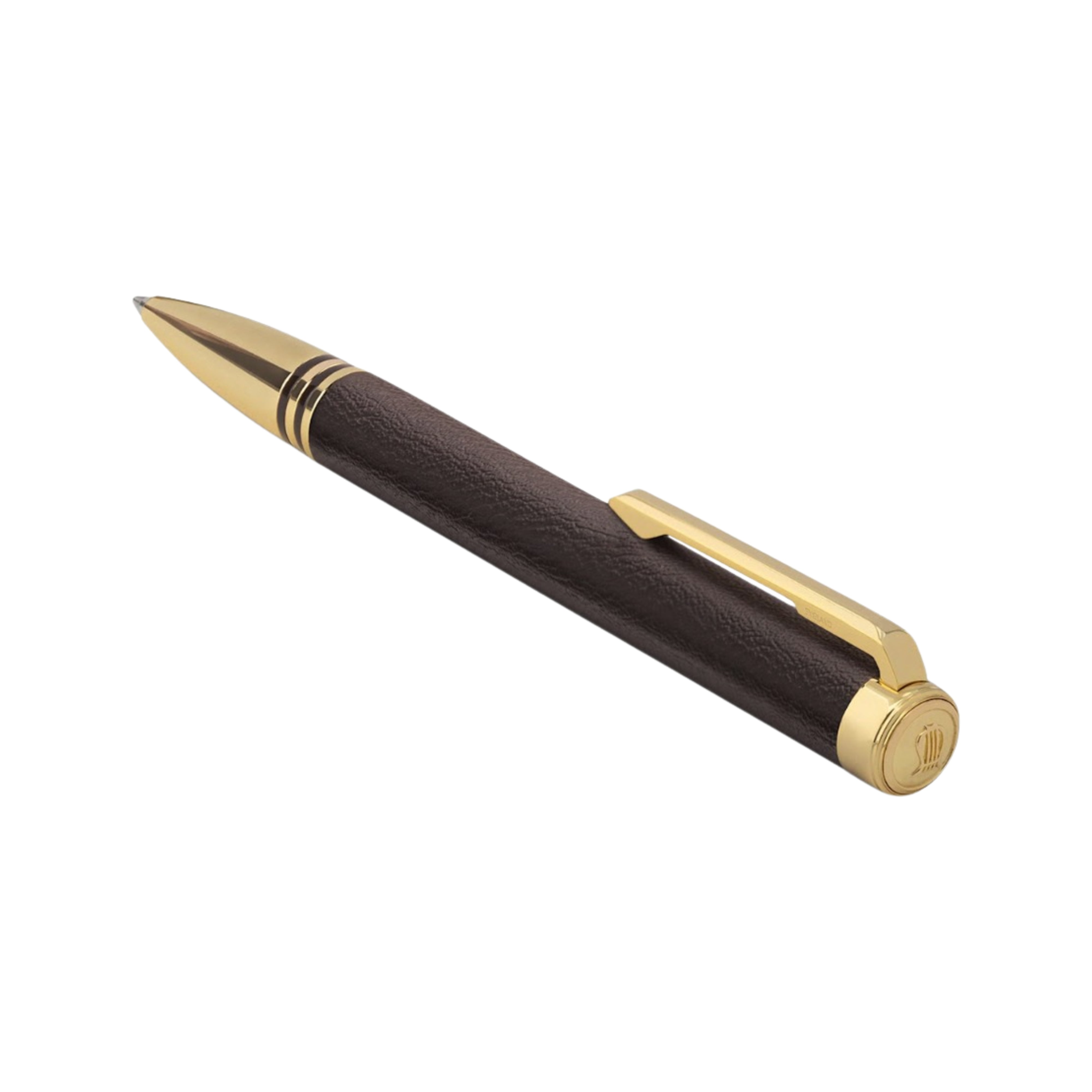 Lapis Bard Torque Artis Leather Ballpoint Pen - Brown with Gold Trims