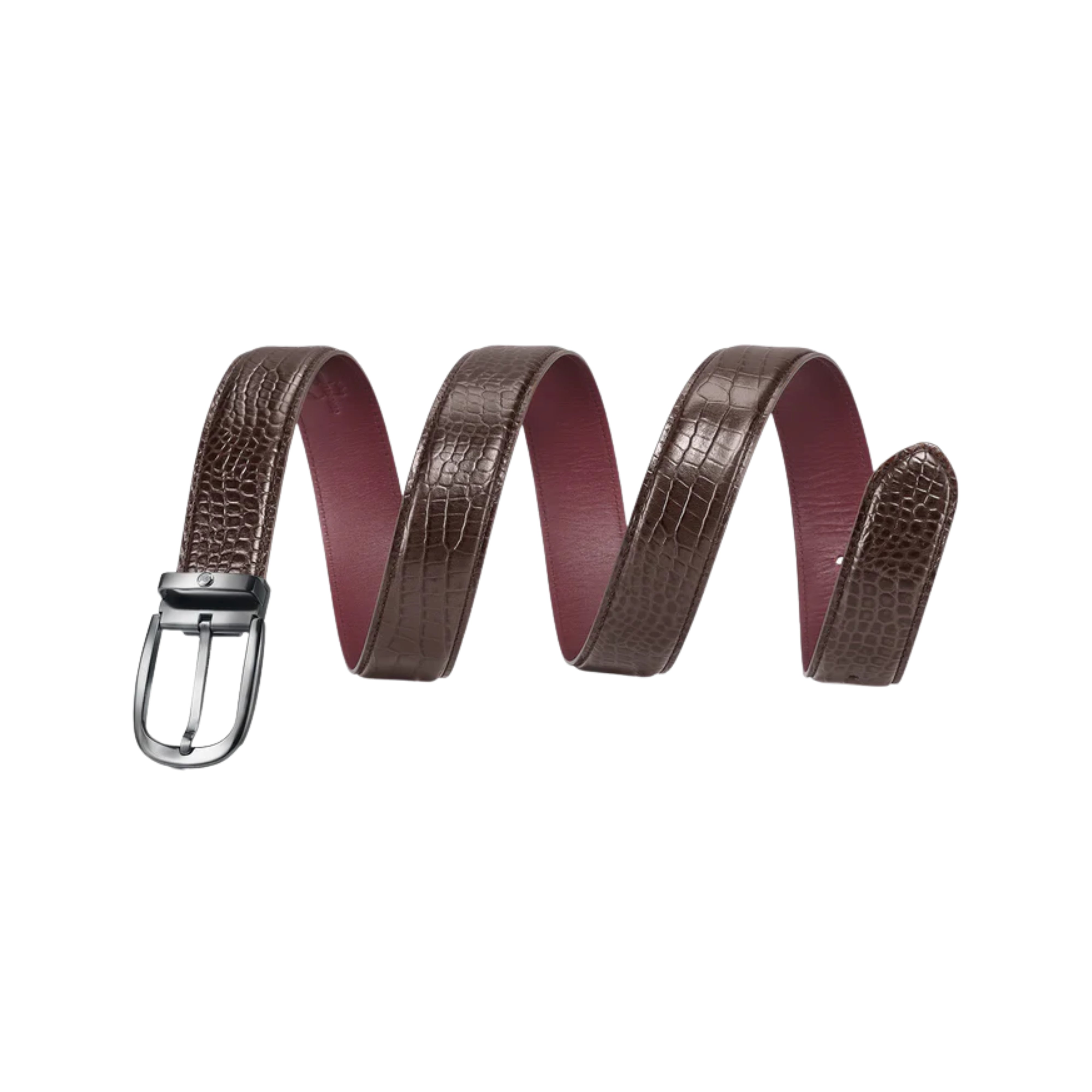 Lapis Bard Mandeville Croc-Textured 35 MM Buckle Belt - Dark Brown