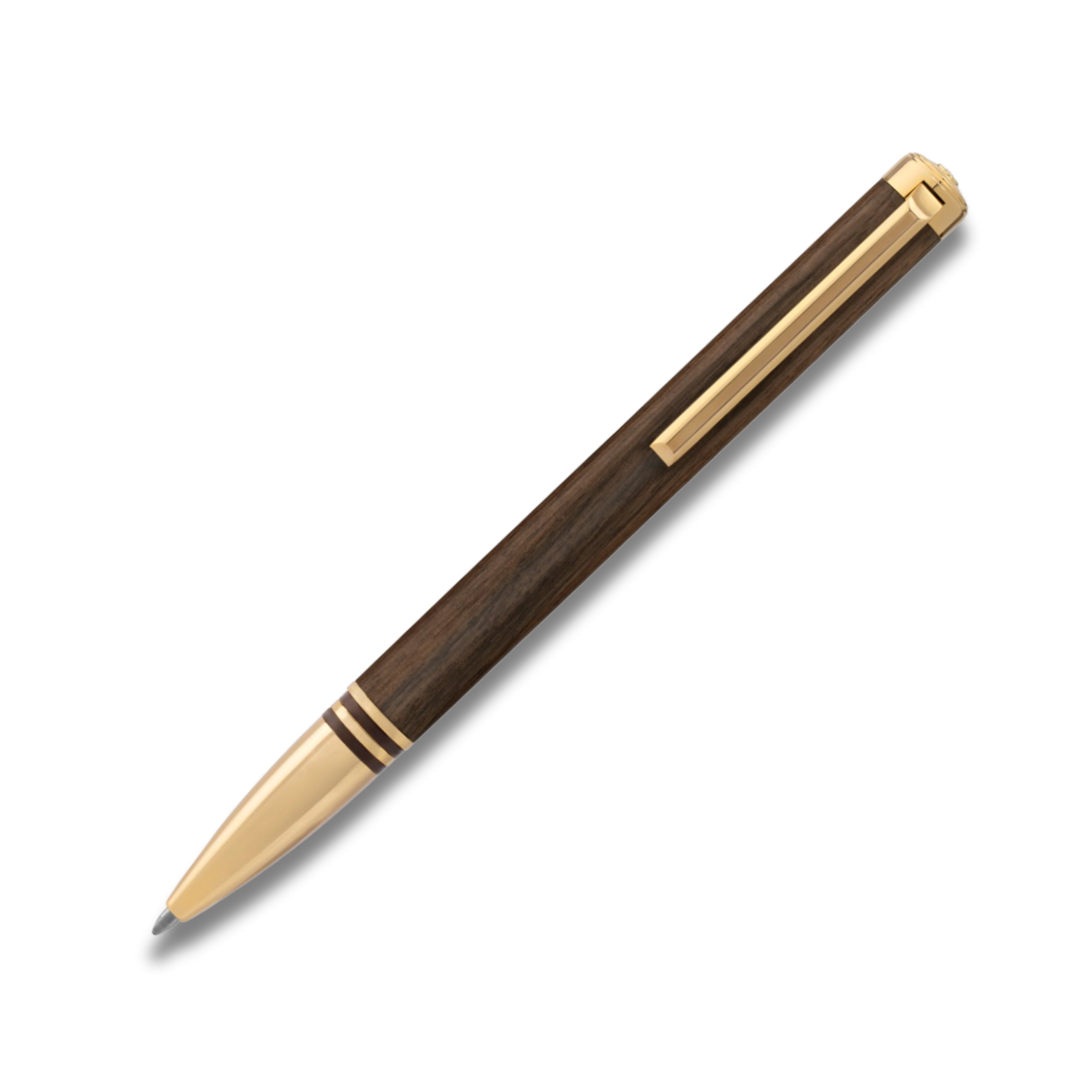 Lapis Bard Contemporary Torque Hickory Ballpoint Pen - Brown with Gold Trims