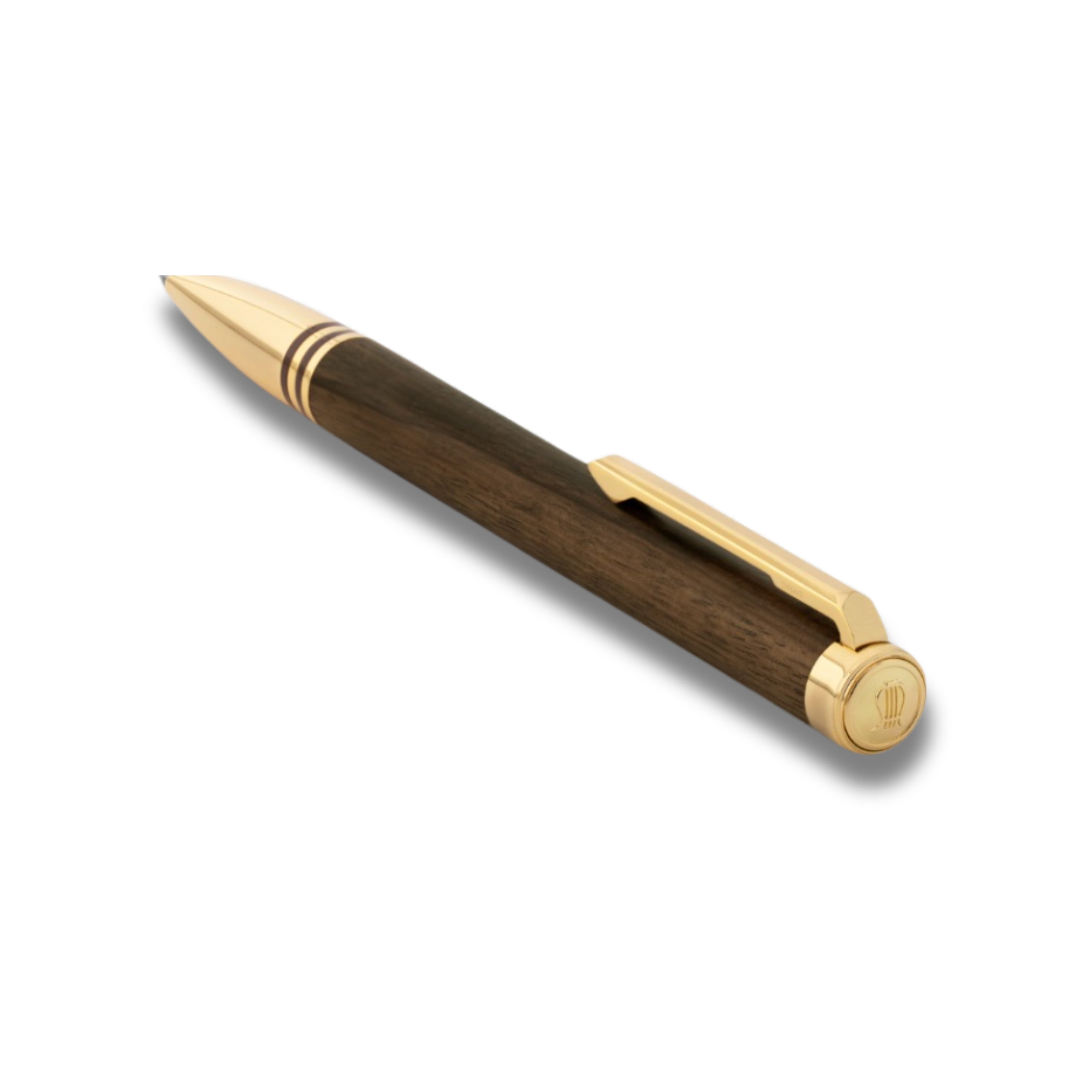 Lapis Bard Contemporary Torque Hickory Ballpoint Pen - Brown with Gold Trims