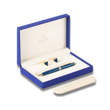 Lapis Bard Contemporary Ballpoint Pen with Shard Cufflinks in Blue & Gold
