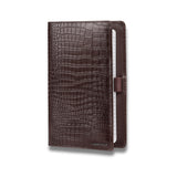 Lapis Bard Mandeville Croc-Textured Notebook Jacket - Dark Brown