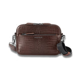 Lapis Bard Mandeville Croc-Textured Crossbody Bag - Dark Brown